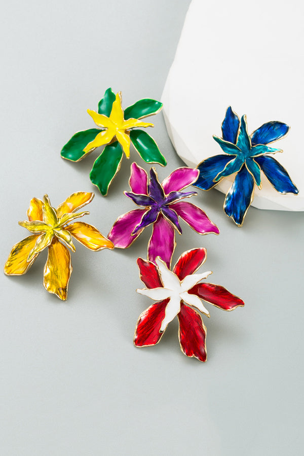 Stylish Enamel Oil Drip Iris Flower Double Layer Earrings for Women - Elegant Dangle Drop Ear Jewelry for Party, Wedding & Everyday Wear