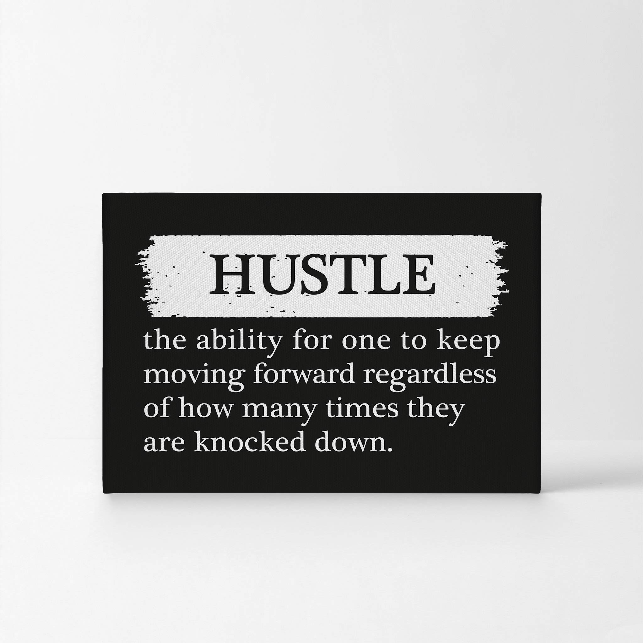 Smile Art Design Hustle Definition Black & White Motivational Canvas Wall Art - Inspirational Entrepreneur Quote Print for Office & Living Room Decor - Ready to Hang 24x36 - Perfect Gift for Business Owners & Home Decor Enthusiasts