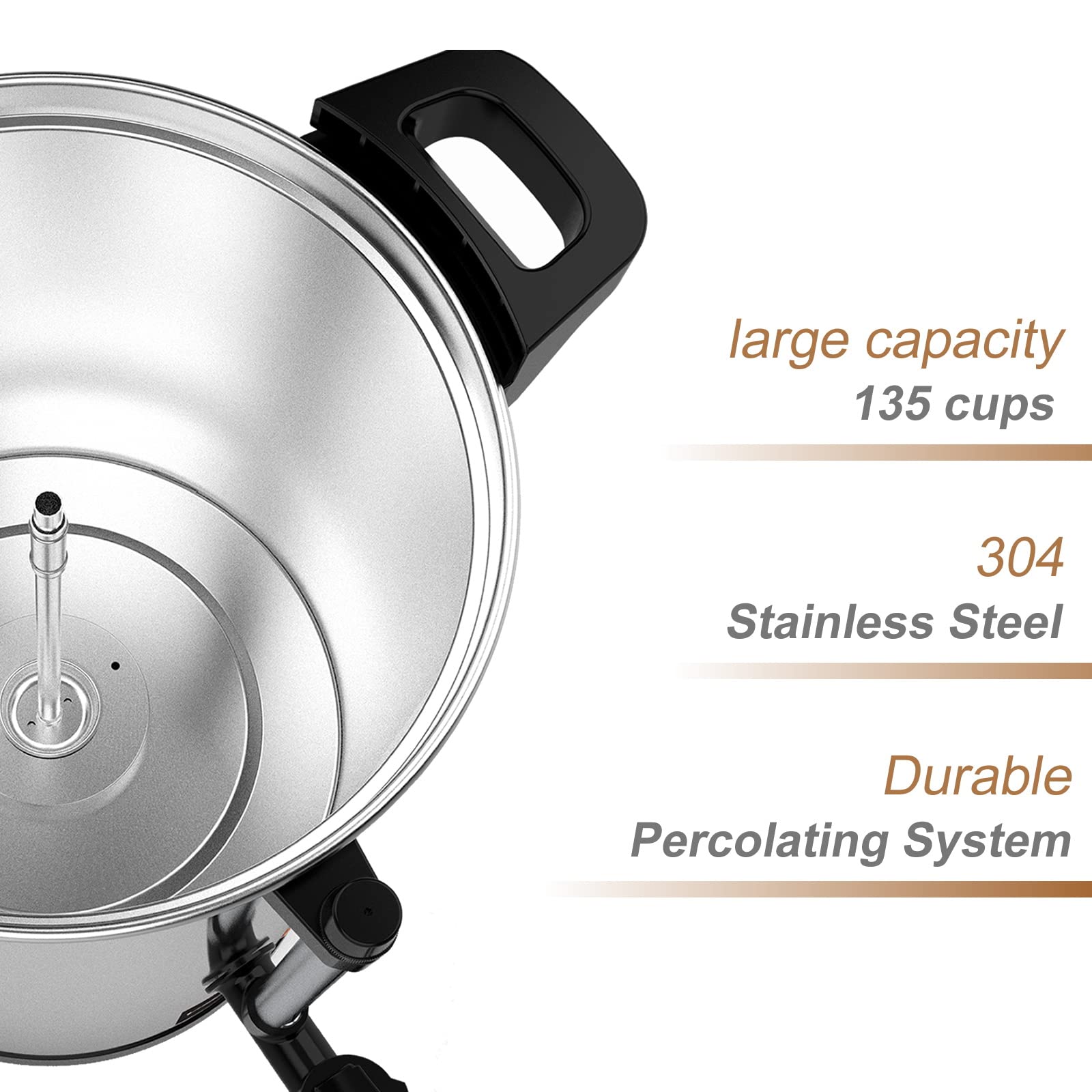 Valgus Commercial Stainless Steel Coffee Urn - 135 Cup (20L) Large Capacity Coffee Maker with Percolator & Auto Temperature Control - Perfect for Events, Parties, Weddings, Catering & Office Use