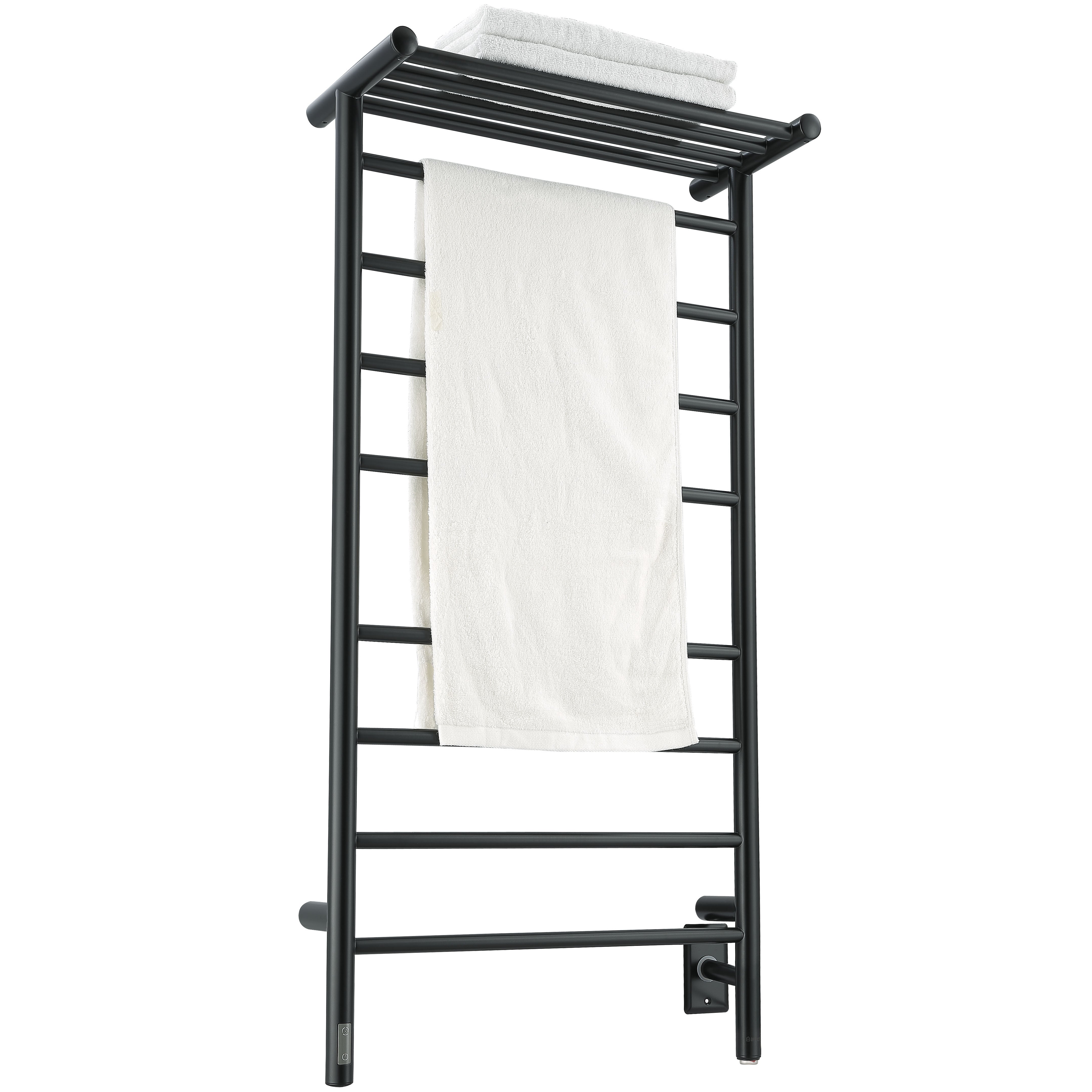 Ancona Piazzo OBT 8 Bar Dual Wall Mount Towel Warmer with Integrated Timer - Matte Black - Perfect for Bathrooms, Spas & Luxury Homes