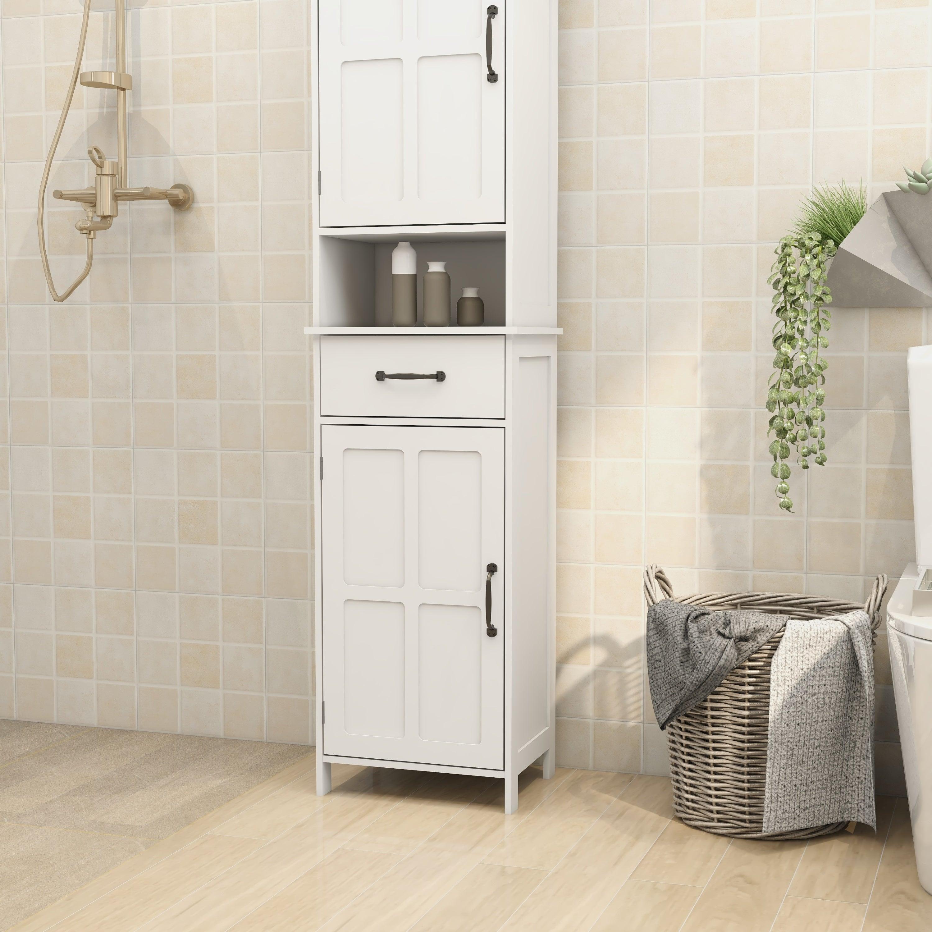 Double Door Narrow Height Slim Floor Standing Cabinet - Space-Saving Storage for Small Rooms & Apartments | Perfect for Bedroom, Living Room & Entryway Organization