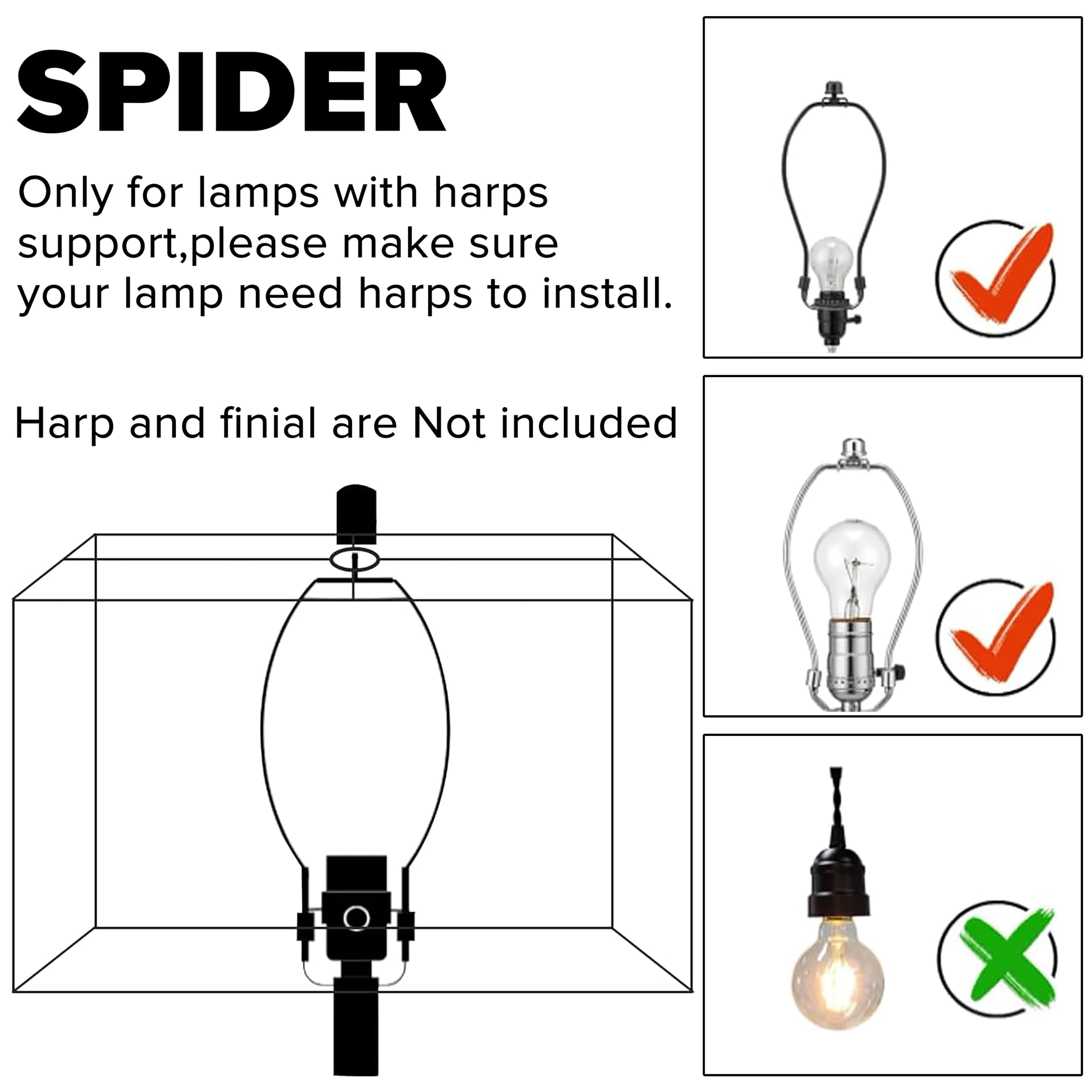 GOSO 6.7x12.6x8 Inch White Pleated Rectangular Lamp Shades (Set of 2) - Modern Spider Design for Table & Bedside Lamps - Natural Fabric Square Replacement Shades - Perfect for Living Room, Bedroom & Office Decor