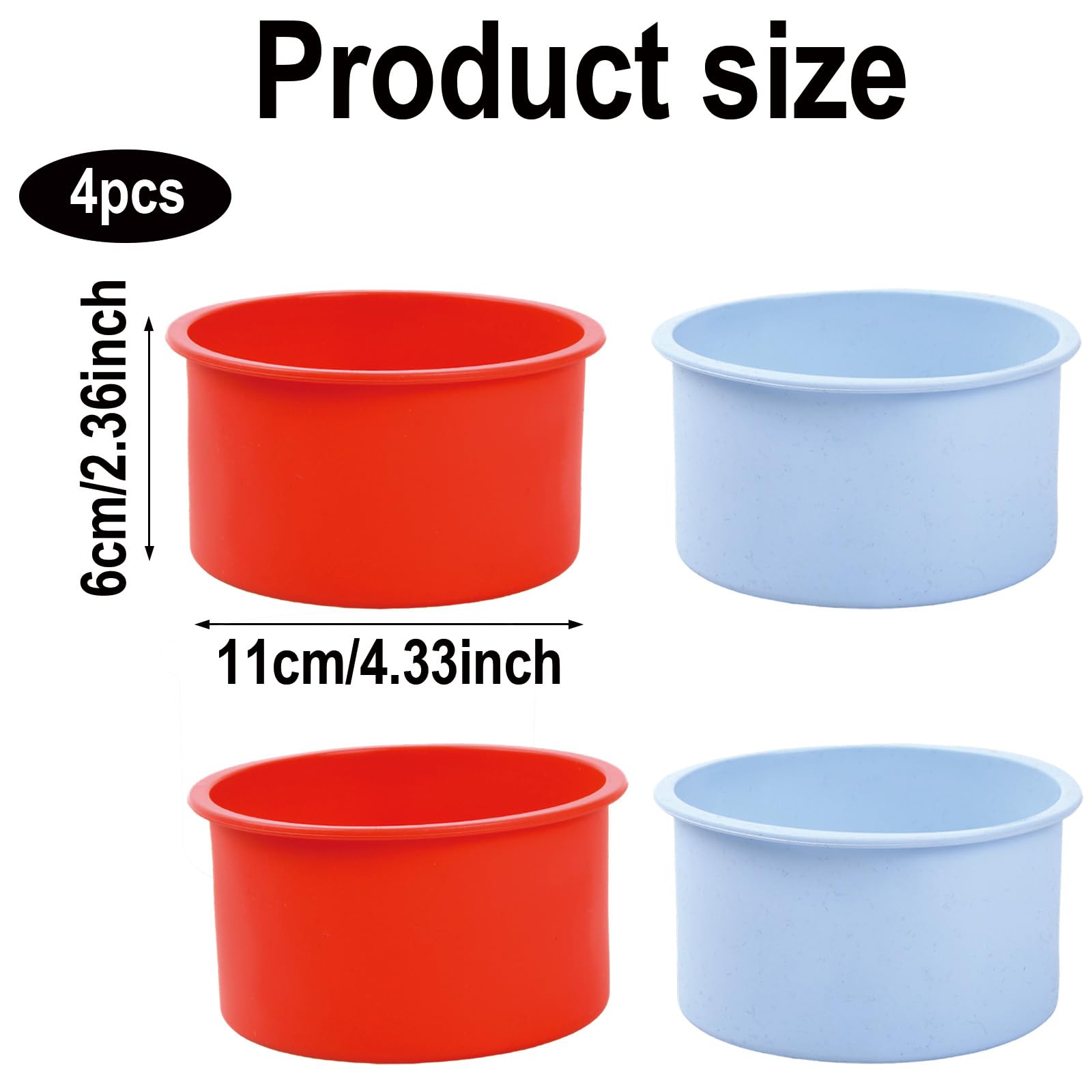 Rapidbok 4-Piece 4-Inch Silicone Baking Molds for Cakes, Cupcakes, Chocolate, Mousse - Round Silicone Cake Molds for Baking, Desserts, and Homemade Treats - Perfect for Birthday Parties, Holidays, and DIY Baking Projects