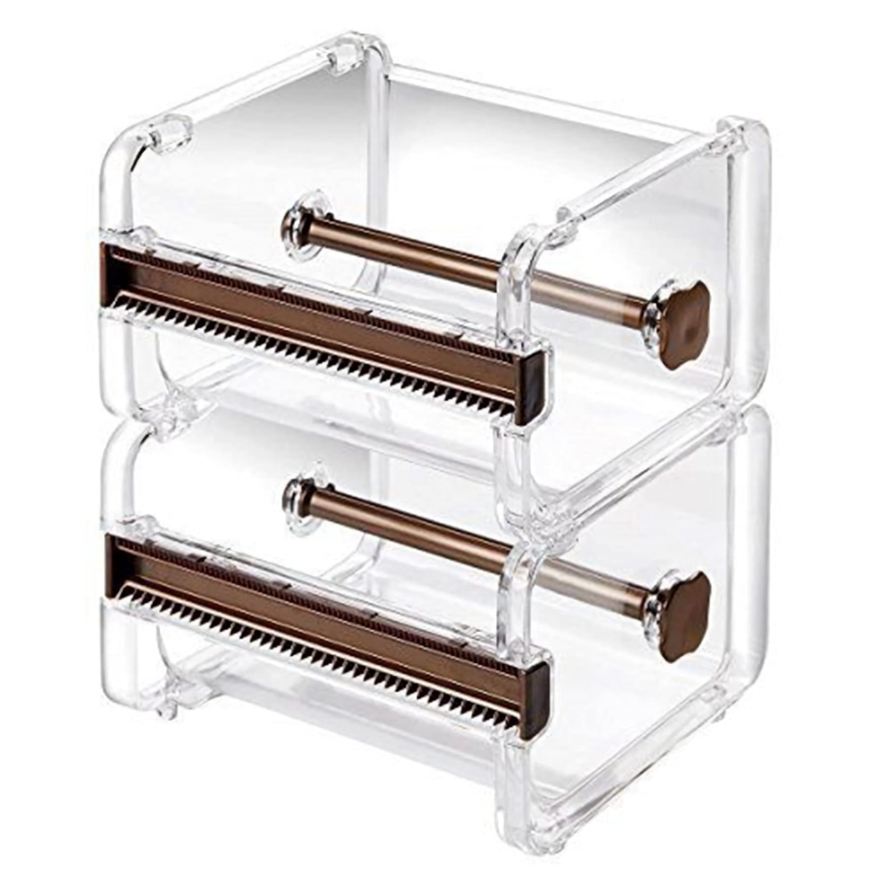 2-Pack Washi Tape Dispenser & Cutter - Desktop Roll Tape Holder Organizer for DIY, Scrapbooking, and Crafting - Masking Tape Storage Solution (Brown) - Perfect for Home, Office, and School Projects