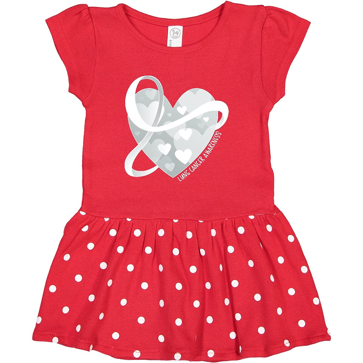 Inktastic Lung Cancer Awareness White Ribbon Heart Toddler Dress - Cute Baby Girl Outfit for Charity Events & Fundraisers