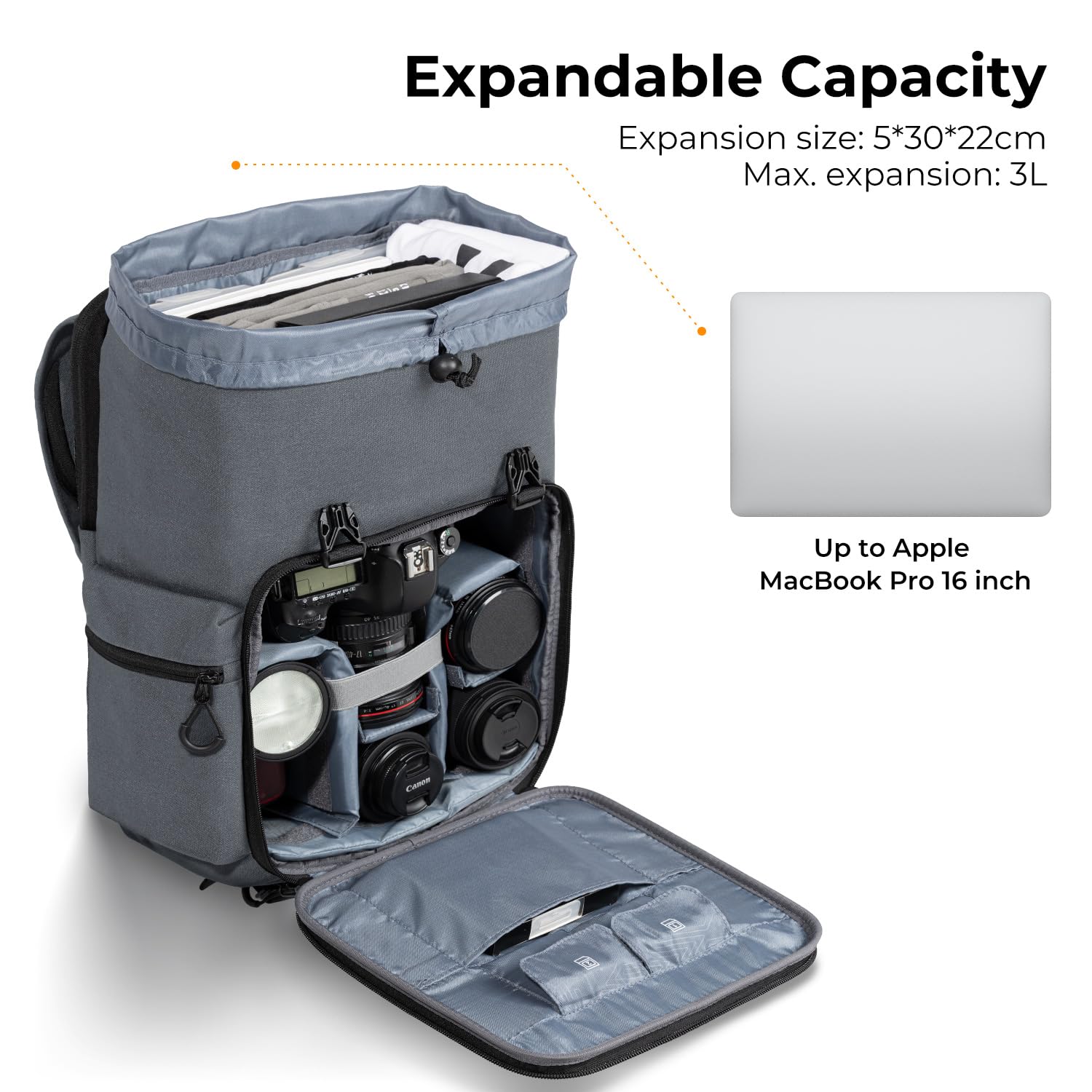 K&F Concept Professional Camera Backpack - Hard Shell DSLR SLR Camera Bag with 15.6