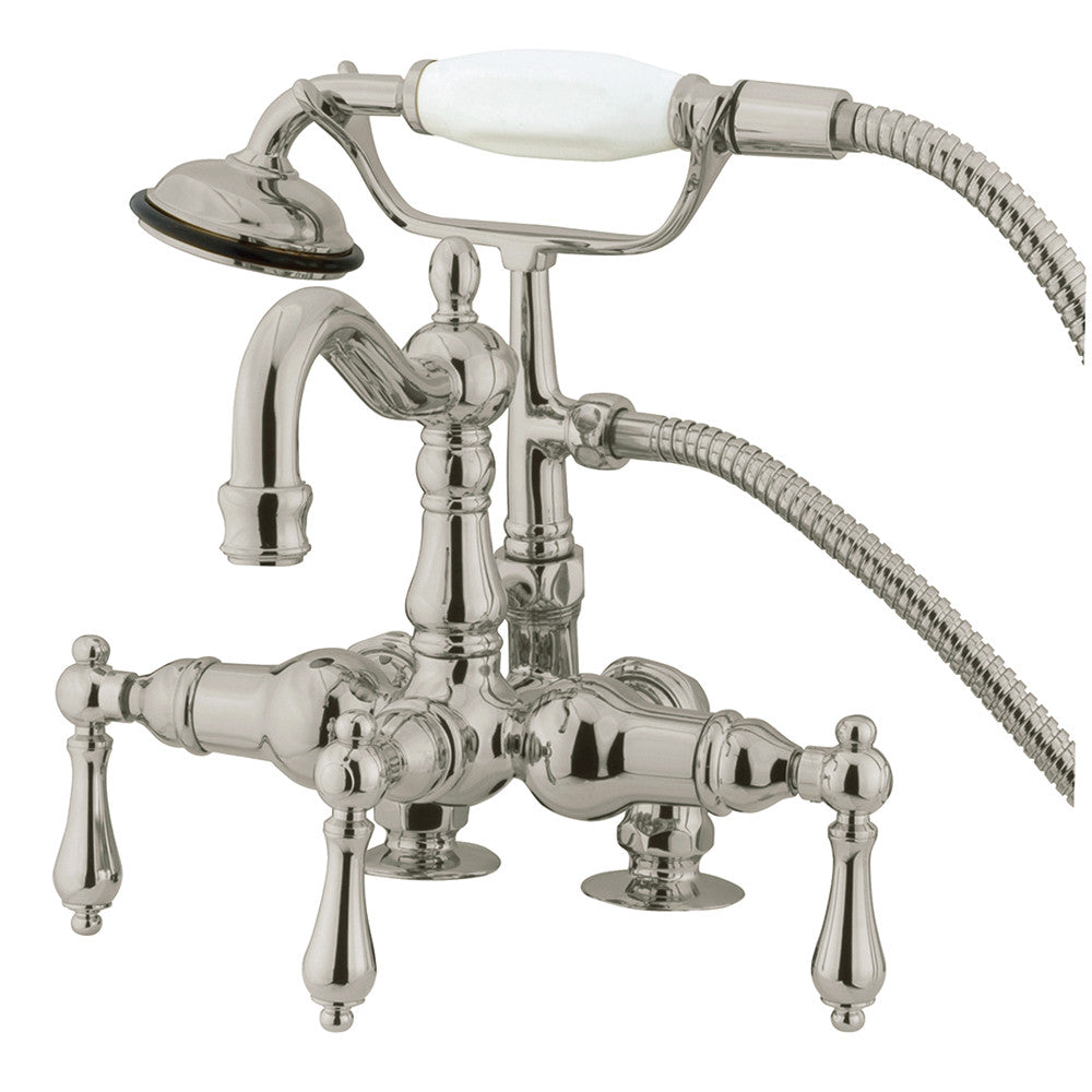 Kingston Brass CC1014T1 Vintage 3 3/8 Inch Deck Mount Clawfoot Tub Faucet with Hand Shower - Antique Style Bathroom Fixture for Freestanding Bathtubs | Perfect for Vintage Bathroom Renovations & Luxury Spa Retreats