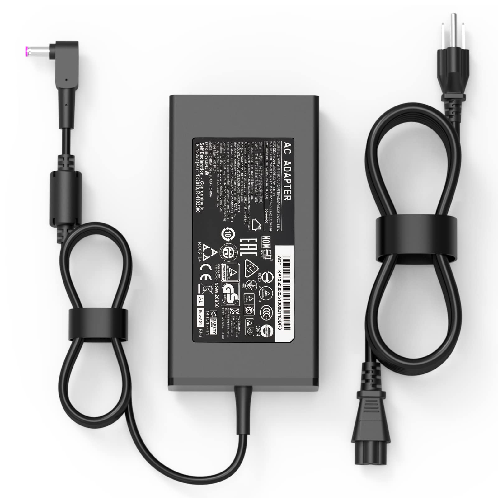 135W AC Adapter for Acer Nitro 5 Gaming Laptop - Compatible with AN515, AN517 Series & More (ADP-135K/ADP-135KB) - Fast Charging Power Supply for Gaming, Work & Travel