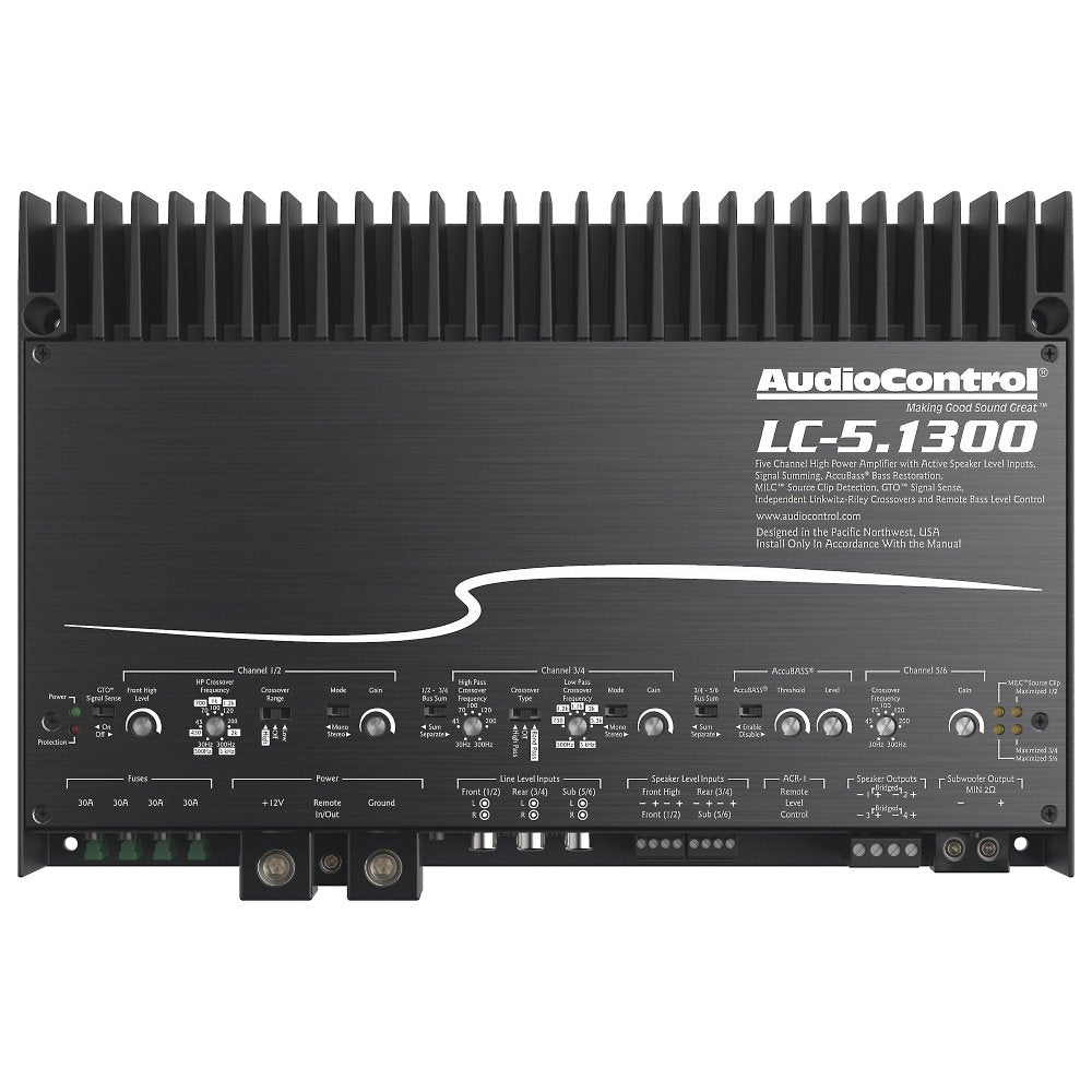AudioControl LC 5.1300 1300W 5 Channel Summing Amplifier - High Power Car Audio System for Enhanced Sound Quality | Perfect for Car Audio Upgrades, Home Theater Systems, and Professional Installations