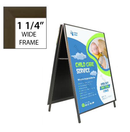 18x24 A-Frame Sign Holder - Indoor/Outdoor Sidewalk Sign with Quick-Change Snap Frame (1.25