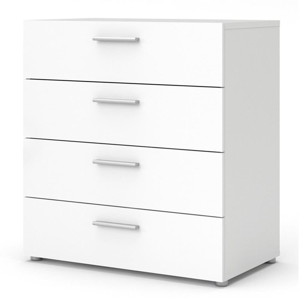 Modern 4-Drawer White Engineered Wood Dresser - Perfect for Bedroom Storage & Organization, Ideal for Small Spaces & Apartment Living