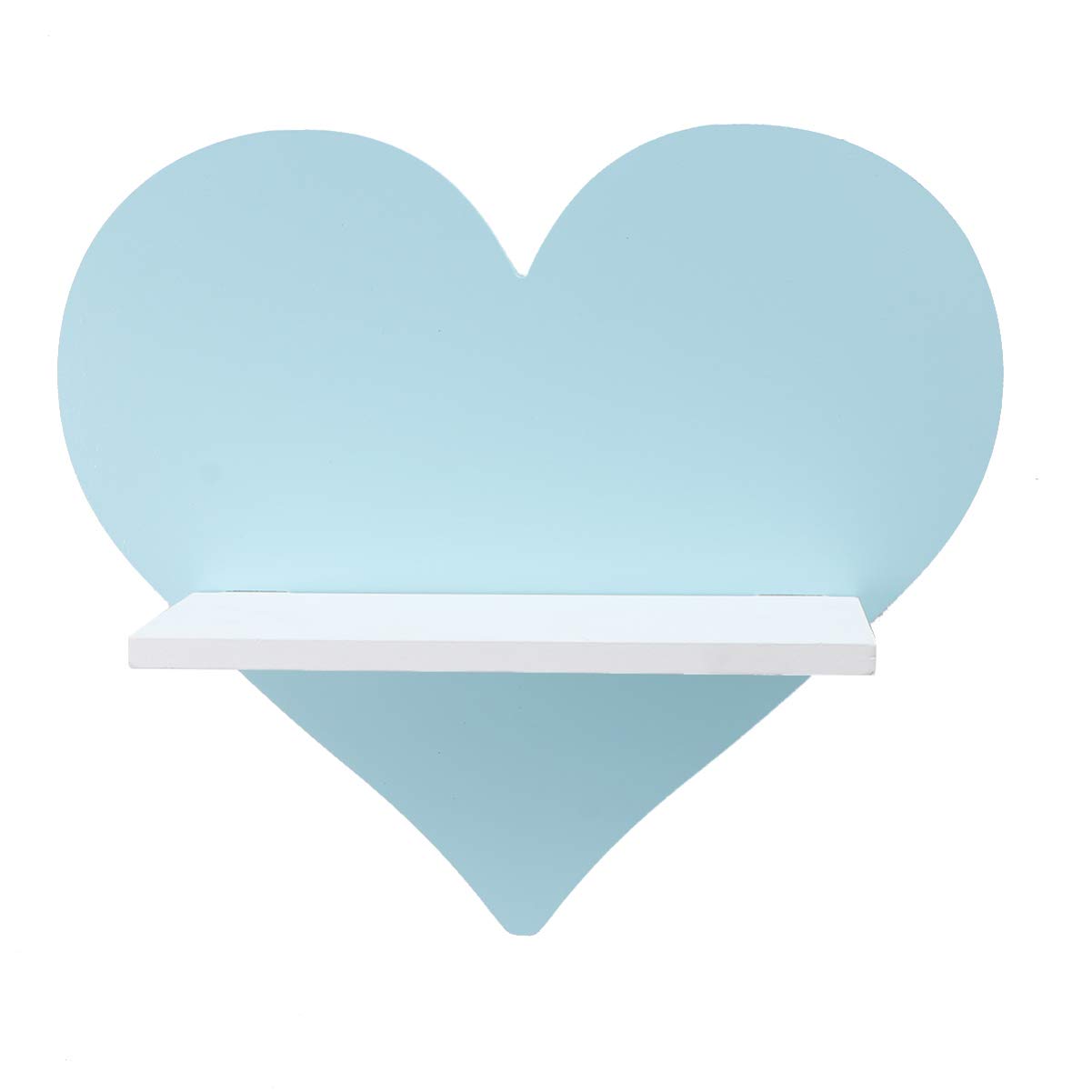 VICASKY Floating Wall Shelves - Heart Shaped Wooden Storage Shelf Organizer for Home, Bathroom & Living Room Decor (Blue) | Perfect for Displaying Photos, Plants & Decorative Items