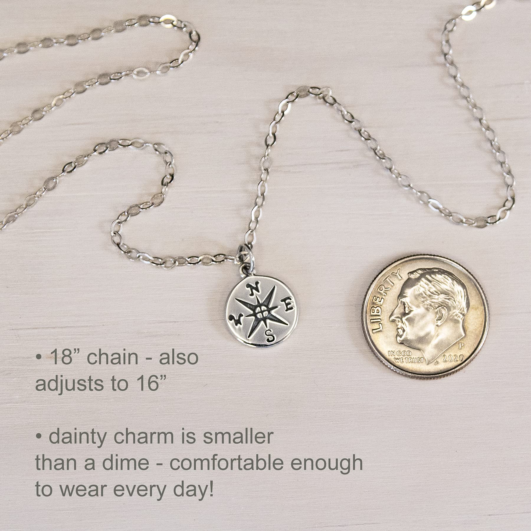 EFYTAL 925 Sterling Silver Compass Necklace - Inspirational Gift for Women, Best Friend & Graduation Gift - Motivational Jewelry for Encouragement & Friendship - Perfect for Daily Wear, Special Occasions & Meaningful Moments