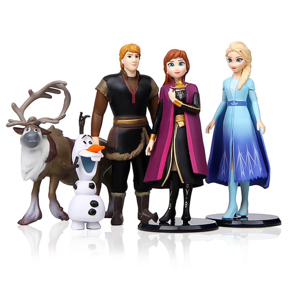 Frozen Princess Mini Figures Set - Elsa & Anna Cake Toppers for Birthday Party Decorations, Kids Party Supplies, Disney Frozen Themed Cake Decorations - Perfect for Birthday Cakes, Cupcake Toppers, and Disney Themed Party Decor