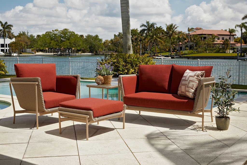 Sunbrella Designer Fusion Precise Spring Deep Seating Foam Back Chair Cushion Set - Waterproof Outdoor Patio Furniture Cushions for Garden, Poolside & Deck Lounge Chairs - All-Weather Comfort & Style