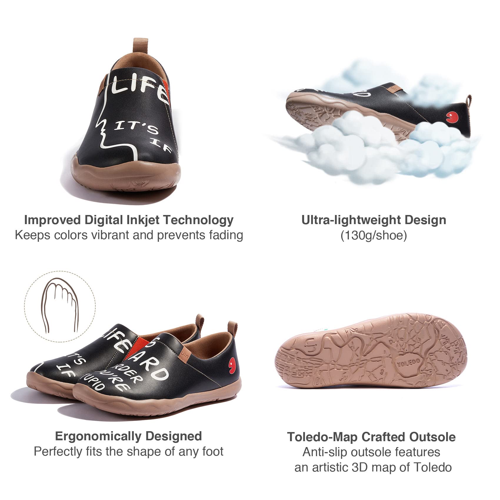 UIN Men's Slip-On Walking Shoes - Lightweight Travel Loafers with Microfiber Upper - Comfortable Casual Sneakers for Travel, Work & Everyday Wear