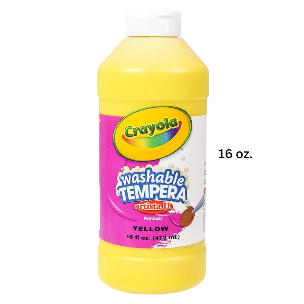 Crayola Artista II Washable Tempera Paint - Yellow (16oz) | Non-Toxic Kids Art Supplies | Easy Squeeze Bottle for Classroom & Home Crafts | Perfect for Painting, DIY Projects & School Activities