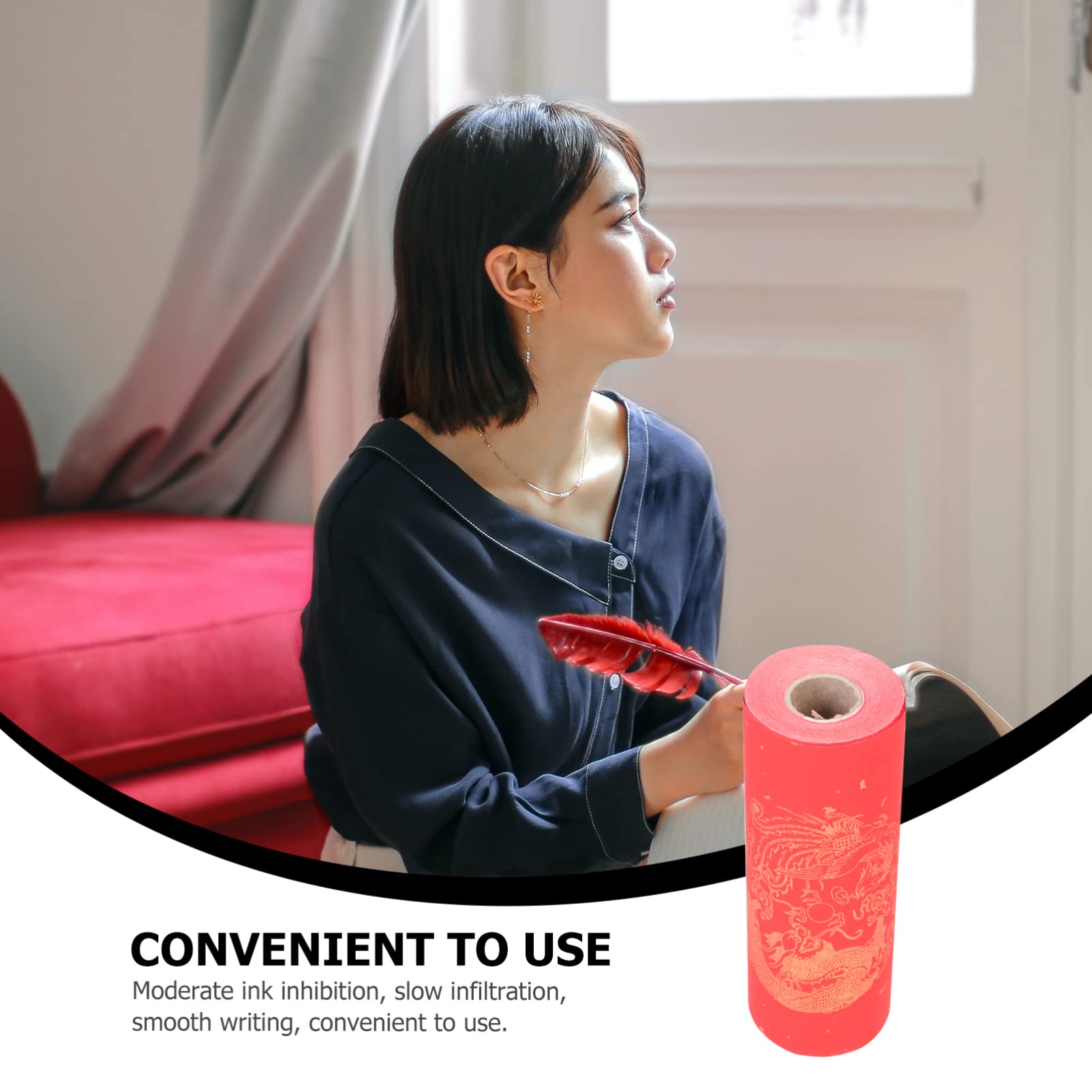 Wakauto 1 Roll Red Chinese Couplet Paper - Sumi Xuan Paper for Spring Festival Calligraphy, New Year Decorations & DIY Scroll Art | Perfect for Home Decoration, Gift Wrapping & Traditional Chinese Celebrations