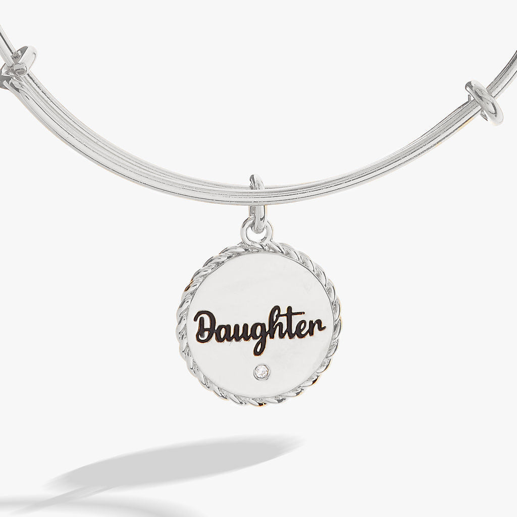 Daughter Charm Bangle - Sterling Silver Adjustable Bracelet for Women - Perfect Gift for Birthday, Mother's Day & Special Occasions