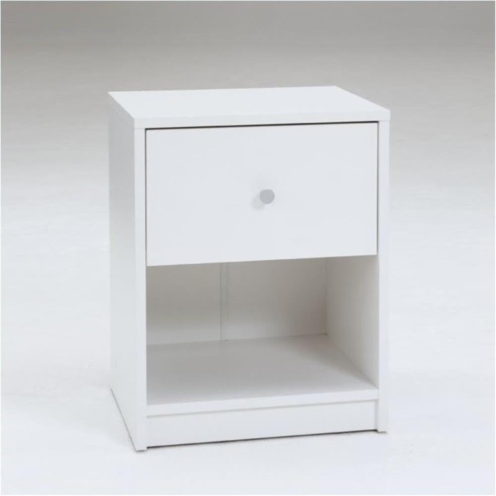 Pemberly Row 1-Drawer Modern Nightstand - White Engineered Wood Bedside Table for Bedroom, Living Room & Office - Compact Storage Solution with Sleek Contemporary Design