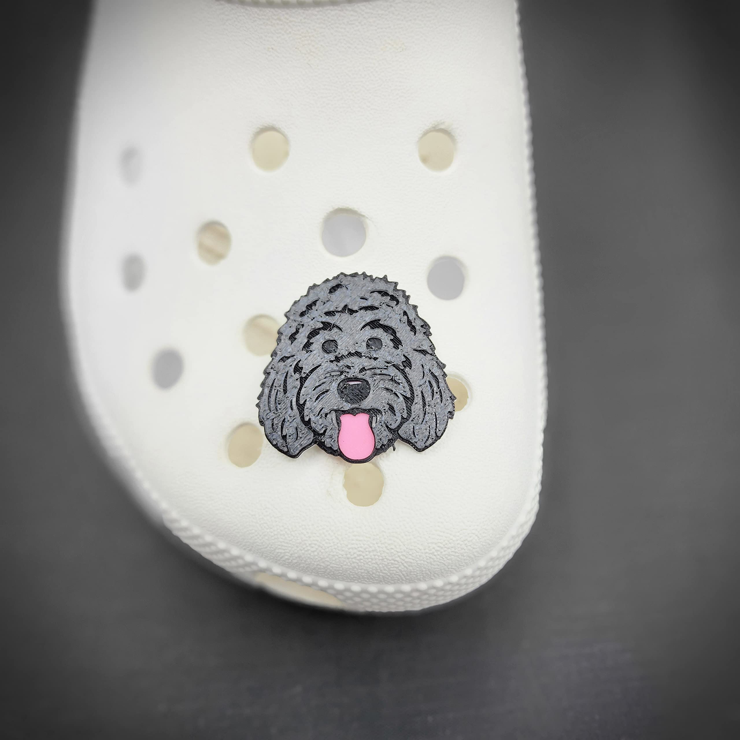 Labradoodle Charcoal Pet Shoe Charms - Cute Dog Shoe Accessories for Small & Medium Breeds - Perfect for Paw Protection & Fashion Styling