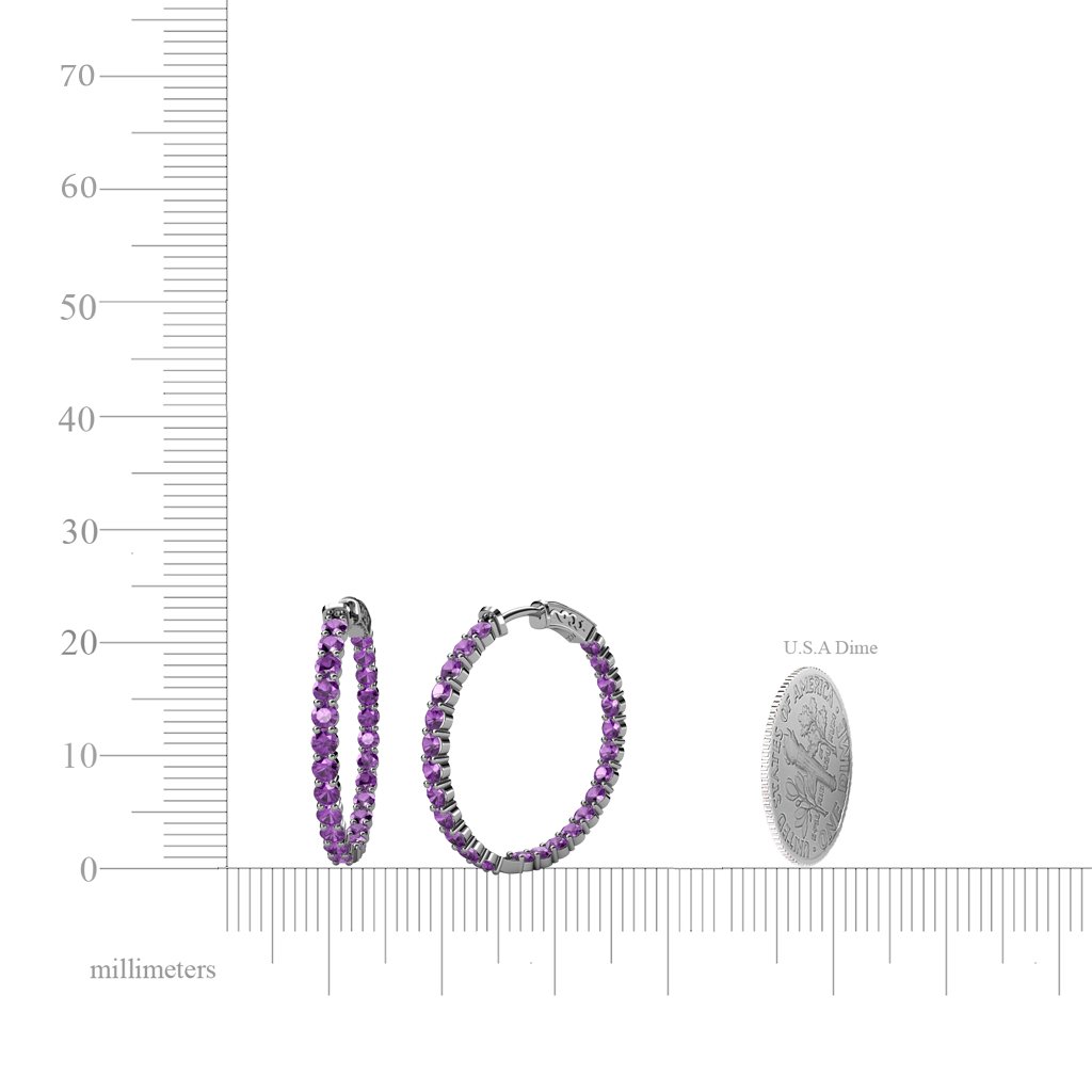 14K White Gold Amethyst Inside-Out Hoop Earrings 1.20ctw - Elegant Jewelry for Women, Perfect for Weddings, Parties & Special Occasions