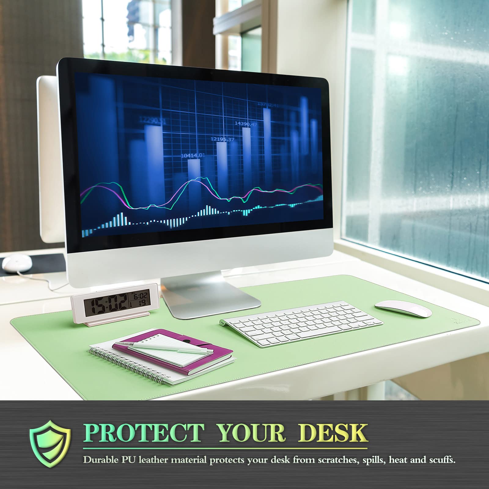 Premium Dual-Sided PVC Leather Desk Mat - Waterproof Office Blotter Pad for Desktop Protection (31.5