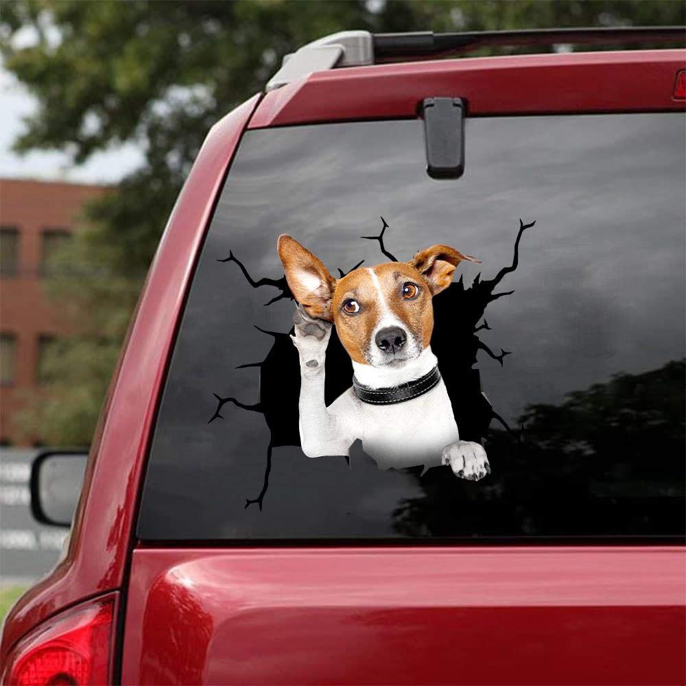 Realistic Jack Russell Terrier Car Decals - Pack of 2 Premium Dog Stickers for Windows & Walls (12