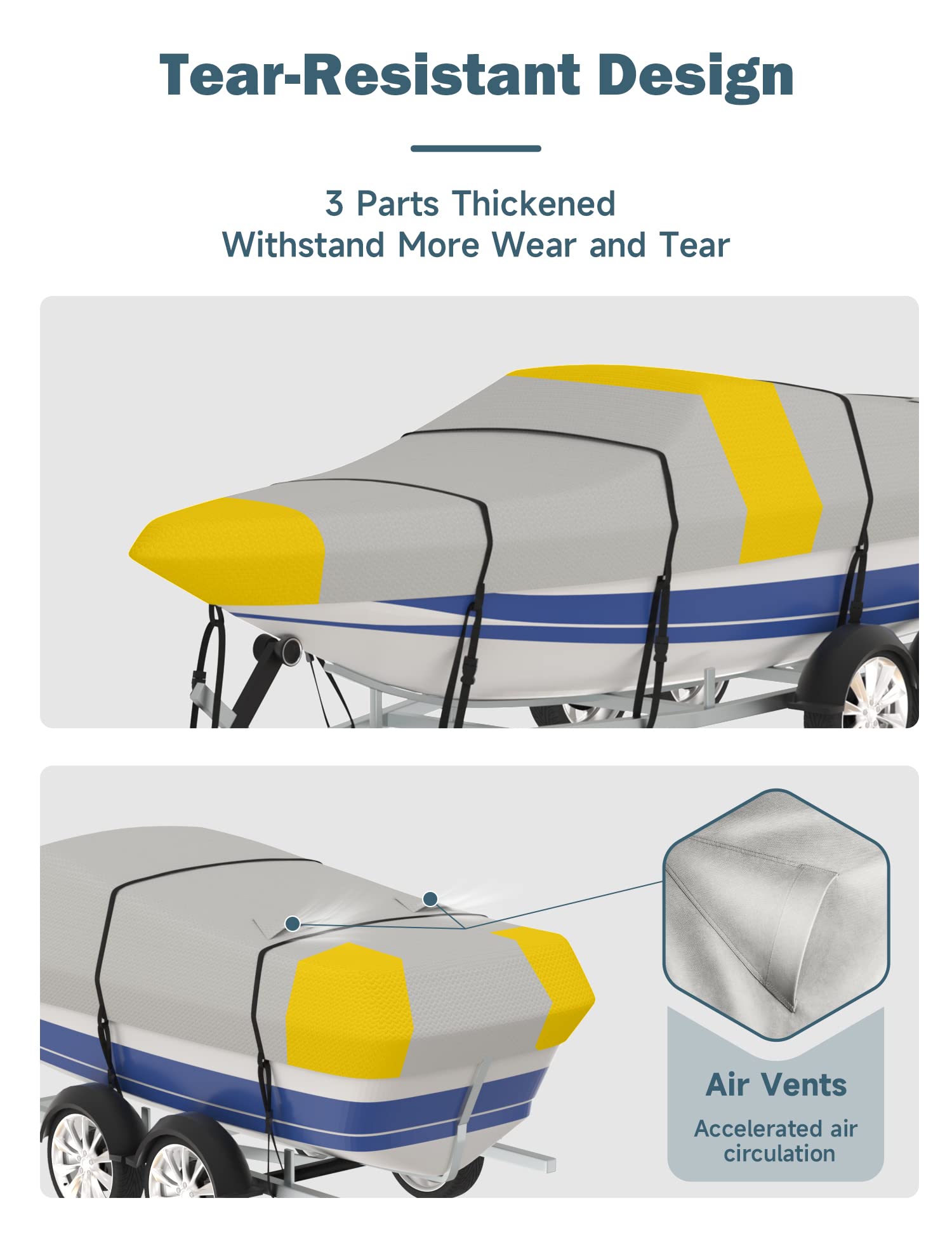 Umbrauto 600D Heavy Duty Boat Cover 16-18.5ft - Waterproof UV Resistant for Fishing & Bass Boats