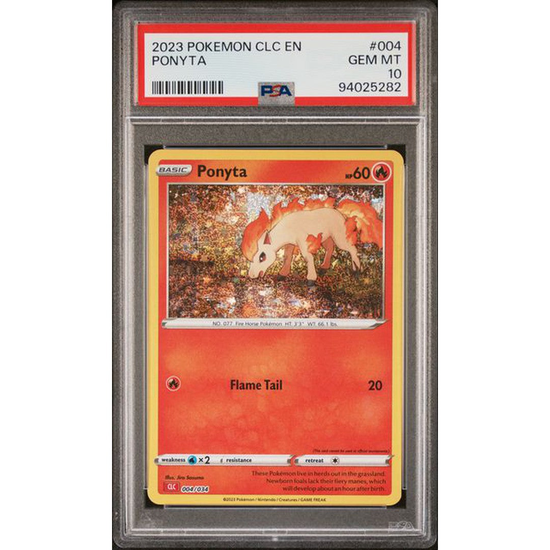 2023 Pokemon Classic Collection Ponyta 004/034 PSA 10 Graded Card - Rare Collectible for Trading Card Game (TCG) Enthusiasts & Pokemon Fans | Perfect for Display, Investment & Battling