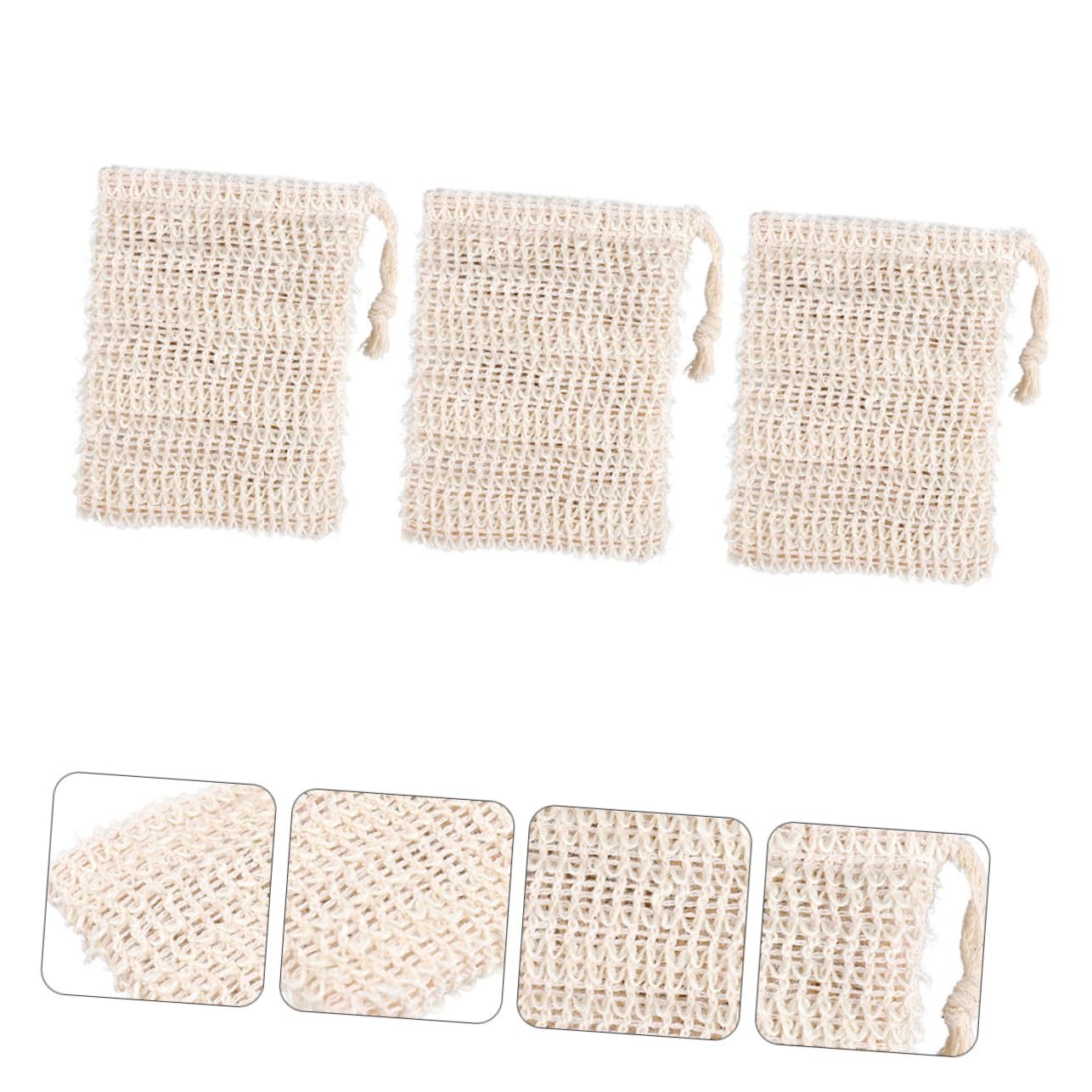 IPetBoom 3-Pack Exfoliating Soap Pouches - Mesh Soap Sponge Bags for Body Scrub & Deep Cleansing | Reusable Bathing Supply with Jute Texture (Yellow) | Perfect for Shower, Spa & Travel Essentials
