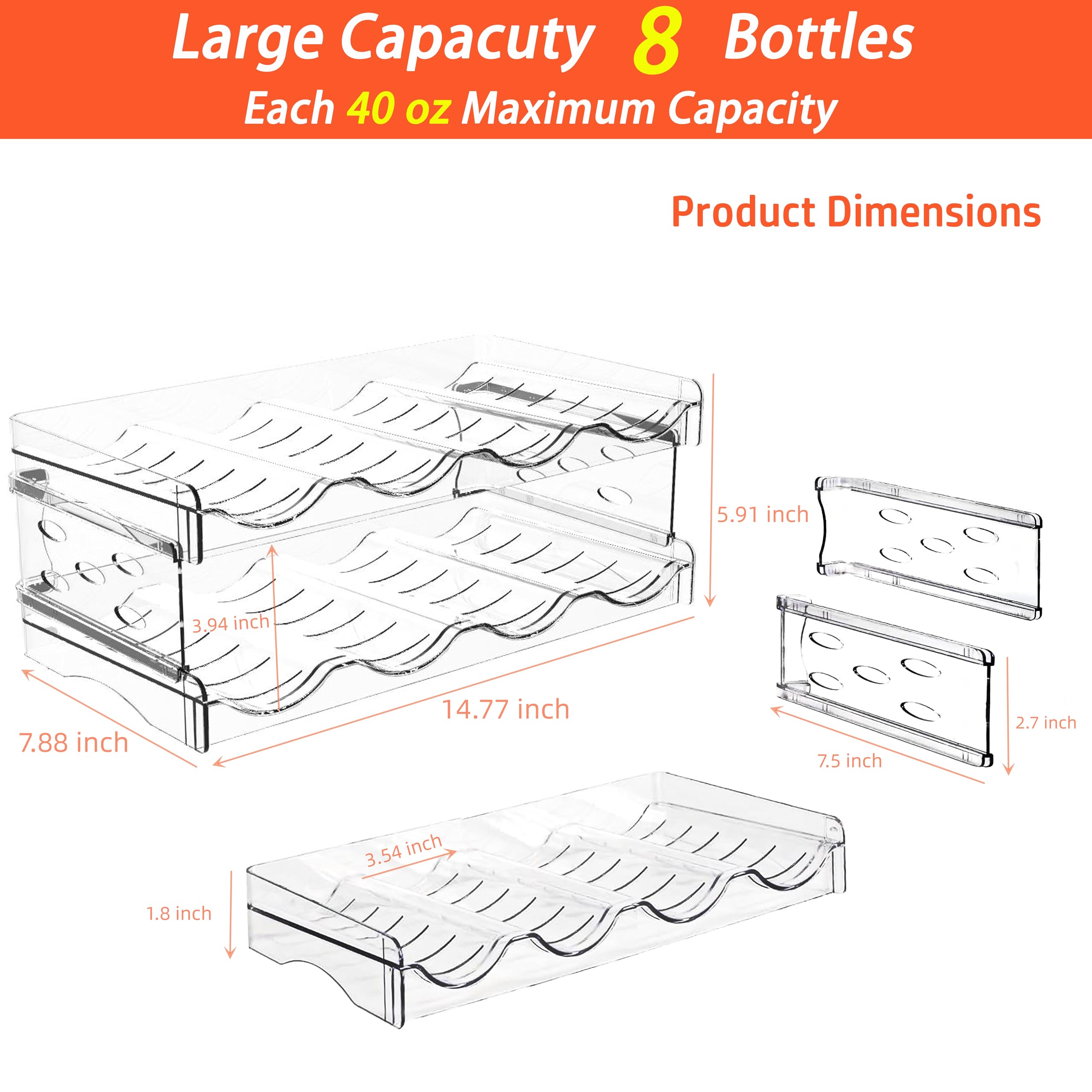 Stackable Wine Rack Organizer - 2 Tier Space Saving Wine Bottle Holder for Cabinet, Pantry, Refrigerator & Countertop - Holds 8 Bottles - Perfect for Kitchen Storage & Home Bar Organization