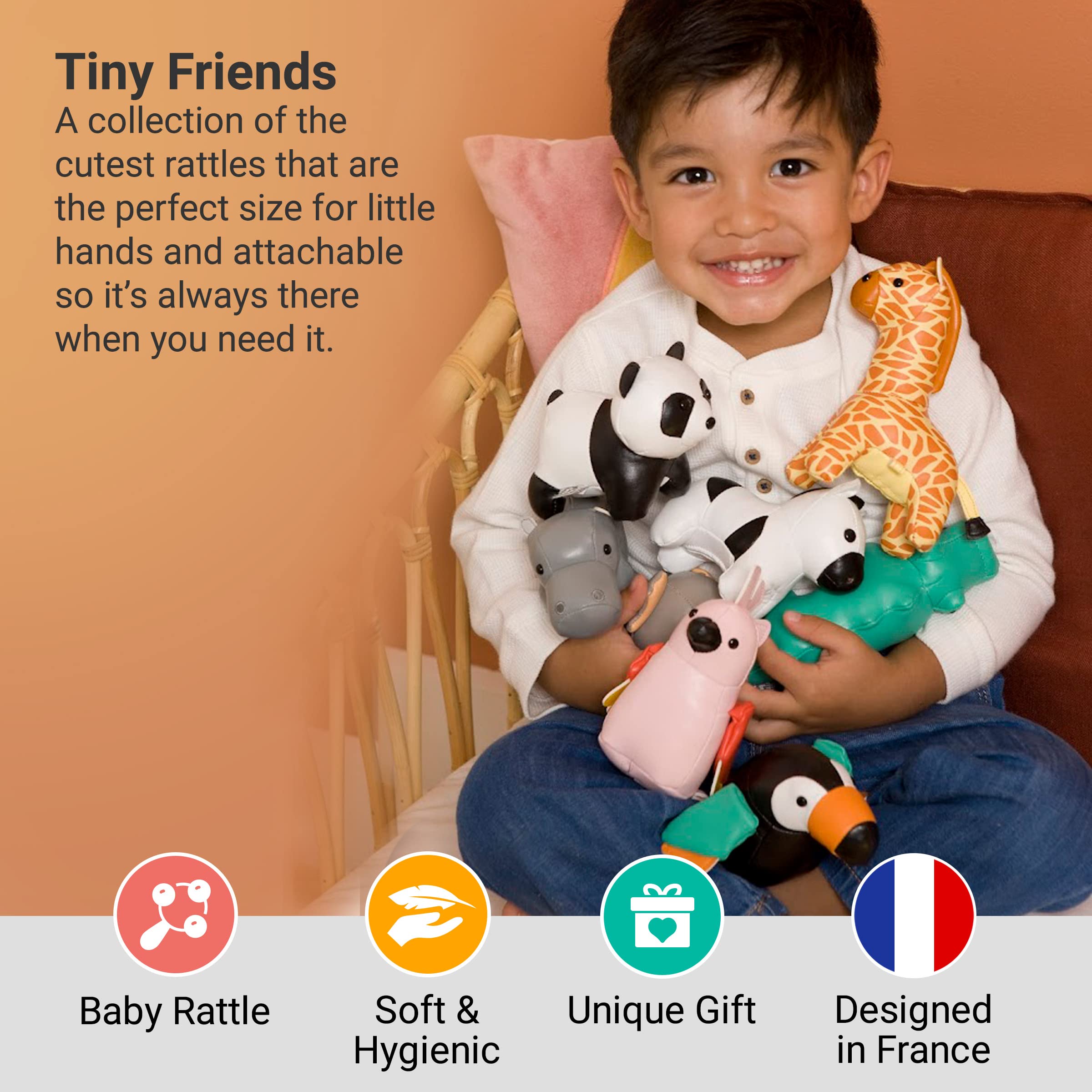 Little Big Friends Tiny Friends Rattle Toy - Soft Stuffed Animal Zebra Plush for Babies, Easy to Clean & Machine Washable - Perfect Newborn Gift & Sensory Play for Infants 0-6 Months