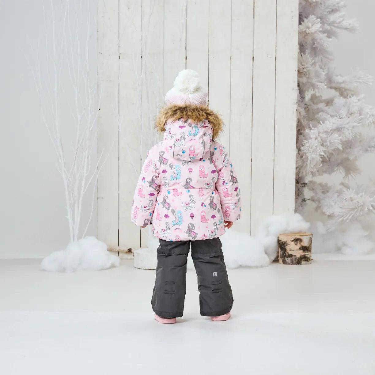 Gusti Girls Winter Snowsuit with Cute Llama Print - Waterproof & Warm (Sizes 2T to 8Y) - Perfect for Snow Play, Skiing & Outdoor Winter Activities