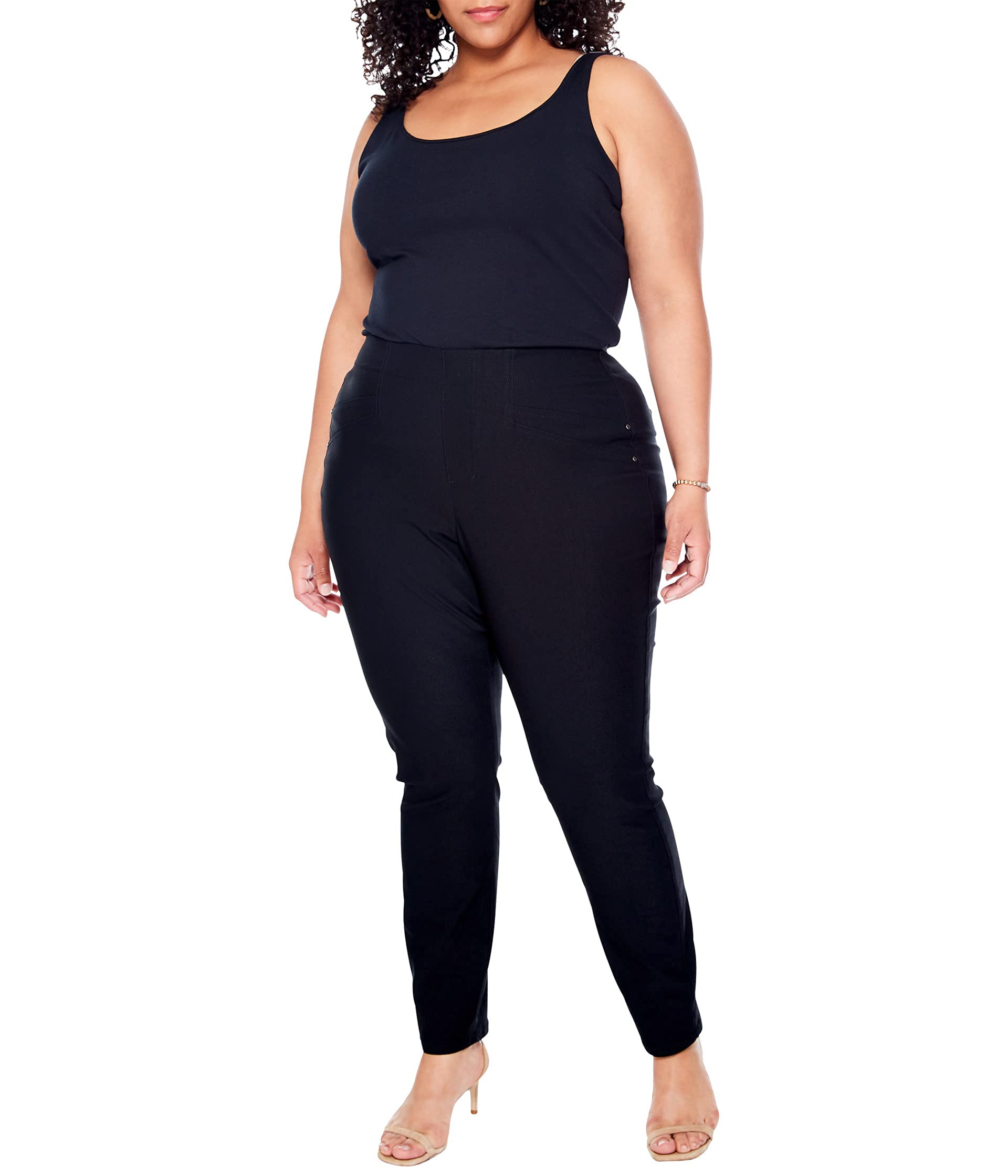 NIC+ZOE Plus Size Wonderstretch Jeans for Women - Black Onyx 16W 29 - Comfortable High-Waist Stretch Denim Pants for Curvy Figures | Perfect for Work, Casual Outings & Everyday Wear