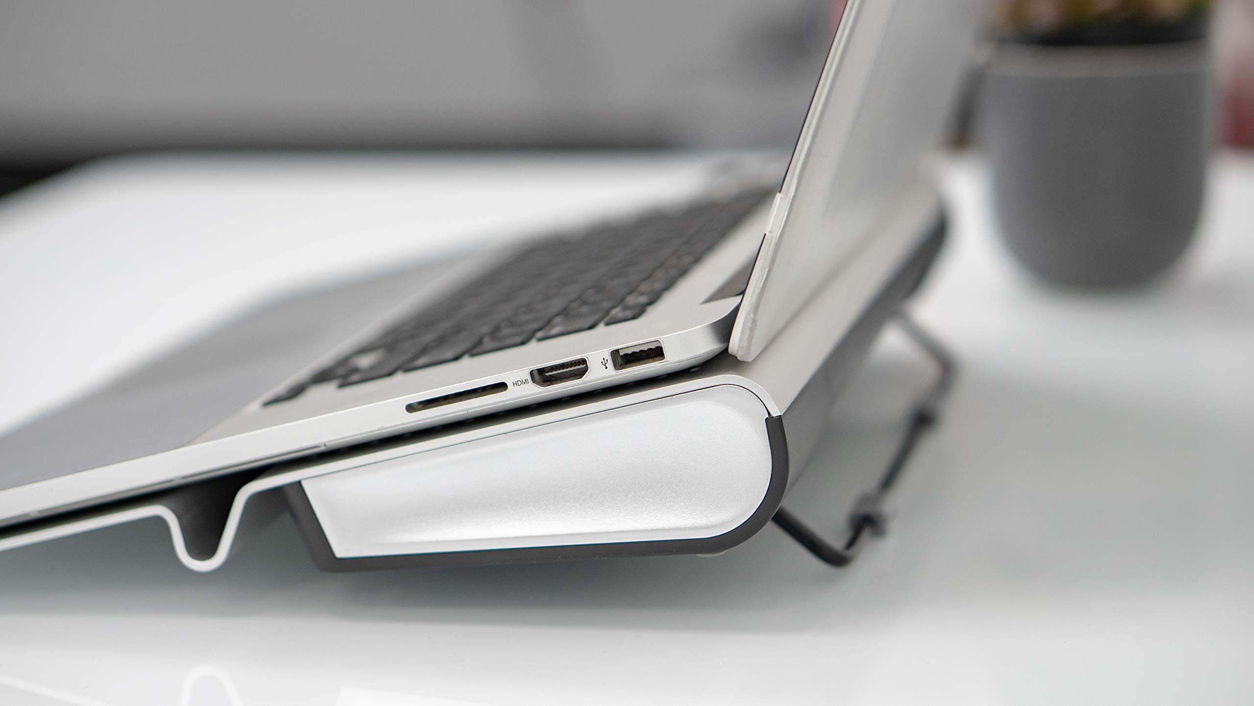 Portable Aluminum Laptop Cooling Stand with Dual Fans for MacBook & PC - Perfect for Work, Gaming & Travel
