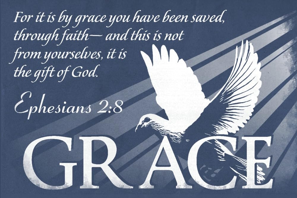Lantern Press Ephesians 2:8 Inspirational Bible Verse Wall Art - 16x24 Wrapped Canvas for Home Decor, Office, Church & Gift Ideas - Christian Scripture Canvas Print for Living Room, Bedroom & Faith-Based Spaces