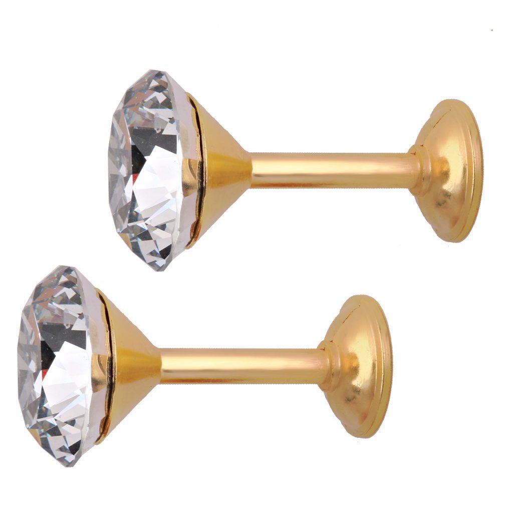 1 Pair Simple Design Diamond Crystal Curtain Hooks - Gold Wall Holdbacks for Drapes & Curtains, Decorative Tiebacks for Living Room, Bedroom, and Window Decor