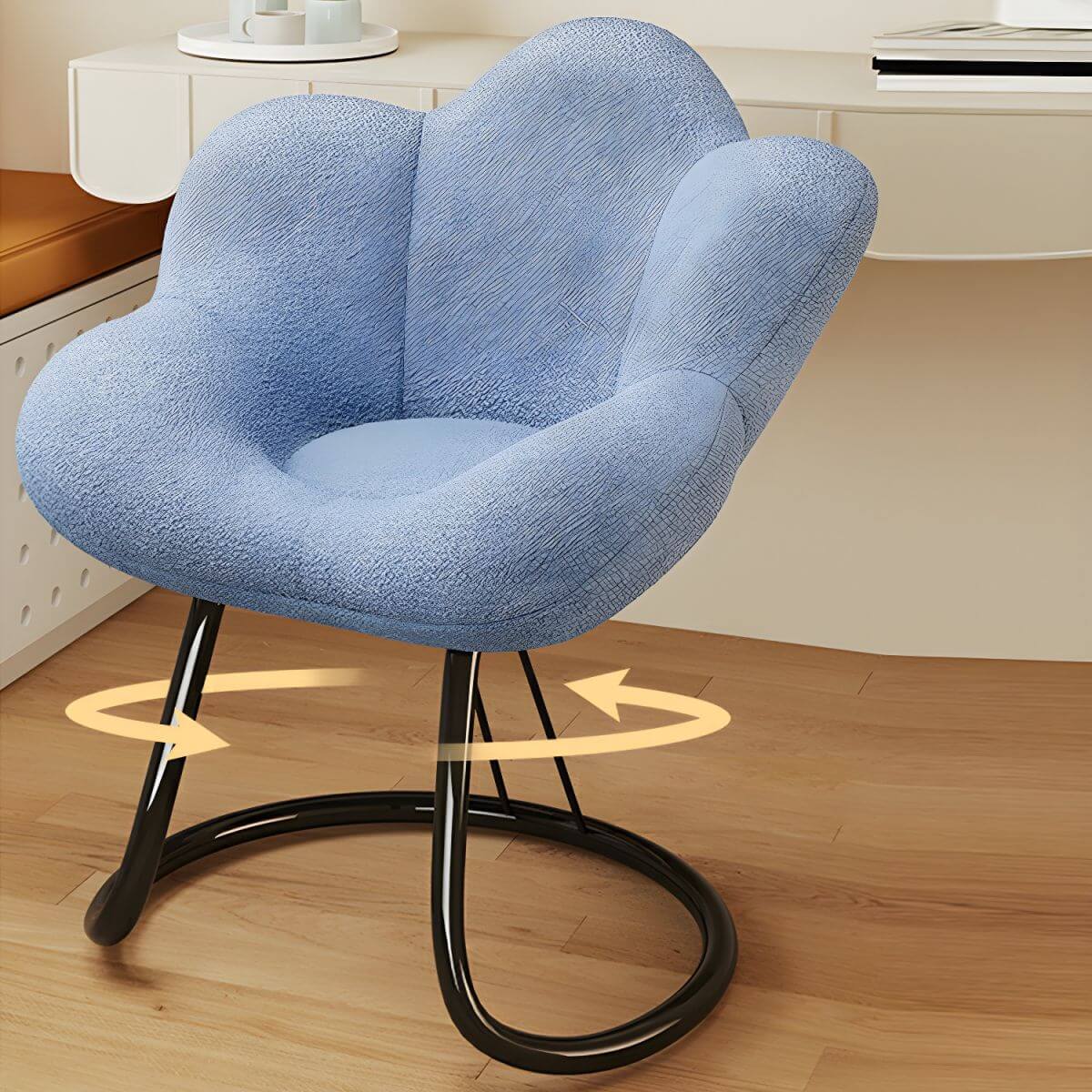 Modern Vanity Stool with Soft Lamb Wool Upholstery & Sturdy Metal Base - Perfect for Bedroom, Bathroom & Dressing Room Makeup Seating