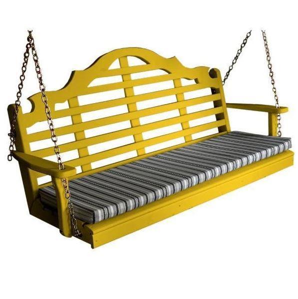 A&L Furniture Yellow Pine Marlboro Swing - Outdoor Porch Swing with Comfortable Cushion for Garden, Patio, and Backyard Relaxation