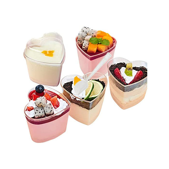 Heart Shaped Dessert Cups - 12 Pack Set for Valentine's Day, Wedding, Anniversary & Romantic Party Decorations | Perfect for Chocolate Mousse, Ice Cream & Mini Desserts Serving