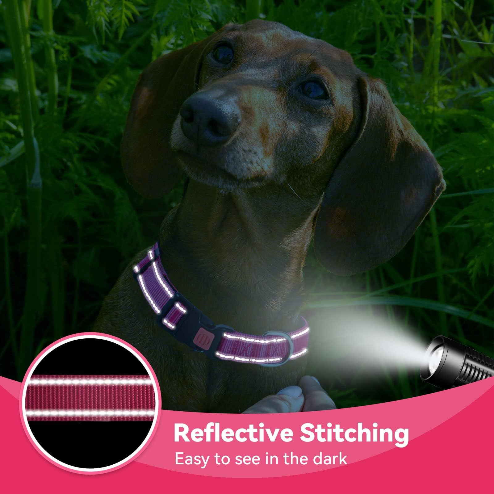 Reflective Adjustable Dog Collar with Quick Release Buckle - Ultra Soft Breathable Neoprene Pet Collar for Puppy, Small, Medium & Large Dogs - Perfect for Night Walks, Jogging & Outdoor Adventures