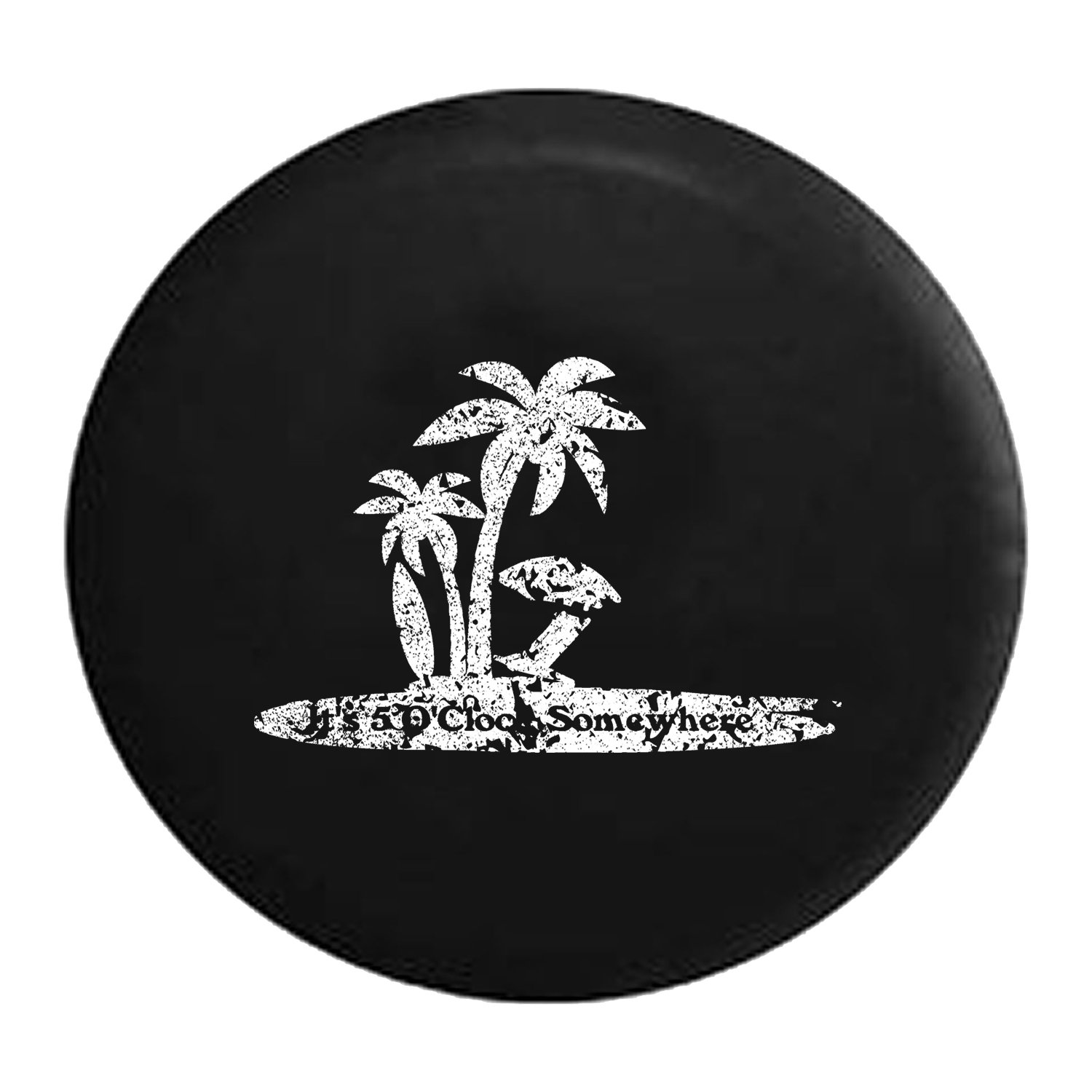 Pike Outdoors 32 Inch Spare Tire Cover - Distressed 'It's 5 O'Clock Somewhere' Island Vacation Drinking Design | Perfect for Jeeps, SUVs & RVs | Waterproof & UV Resistant for Outdoor Adventures