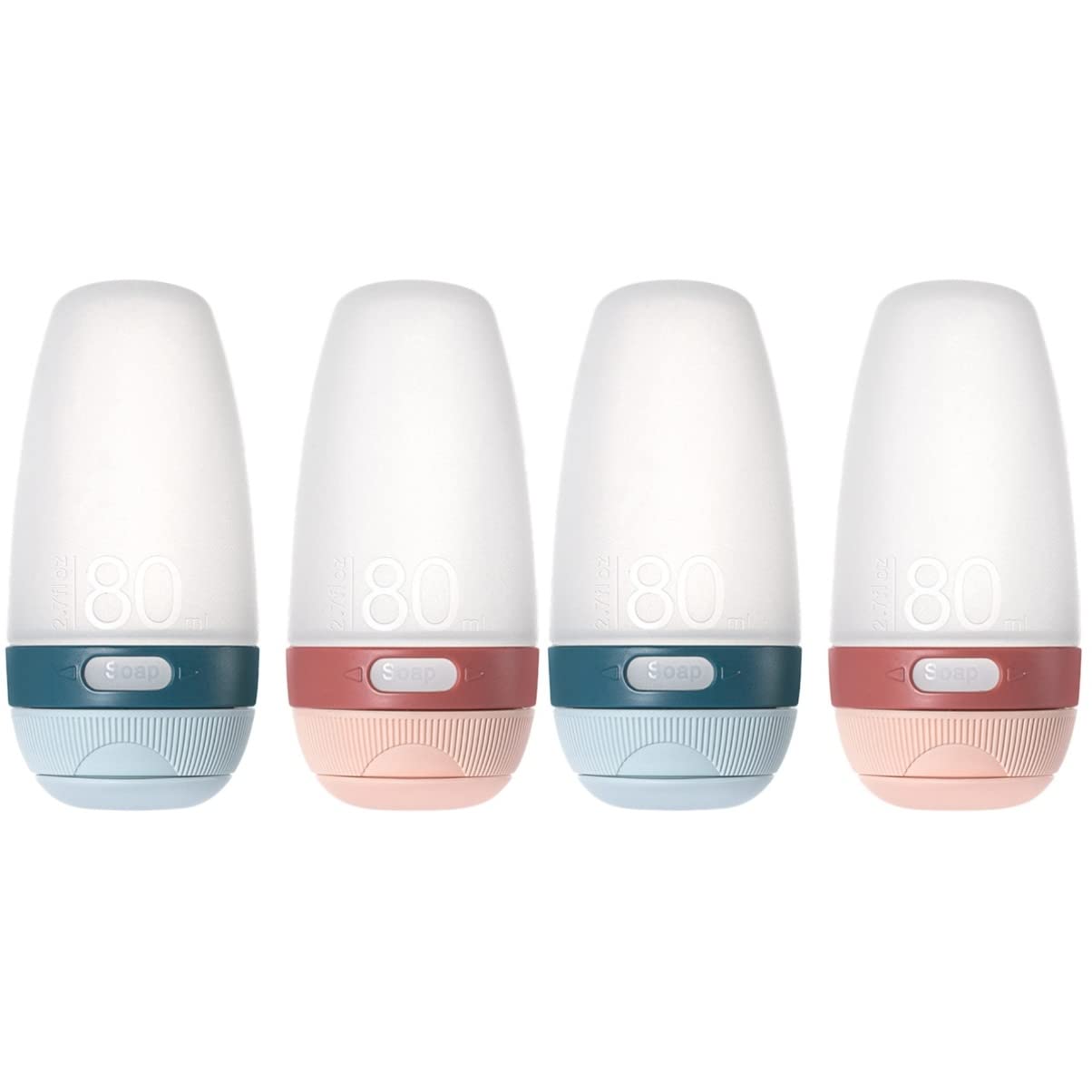 4-Pack Silicone Travel Bottles for Shampoo & Toiletries - Leak-Proof, Squeezable, TSA Approved - Perfect for Airplane Carry-On, Gym, Camping & Vacation Essentials