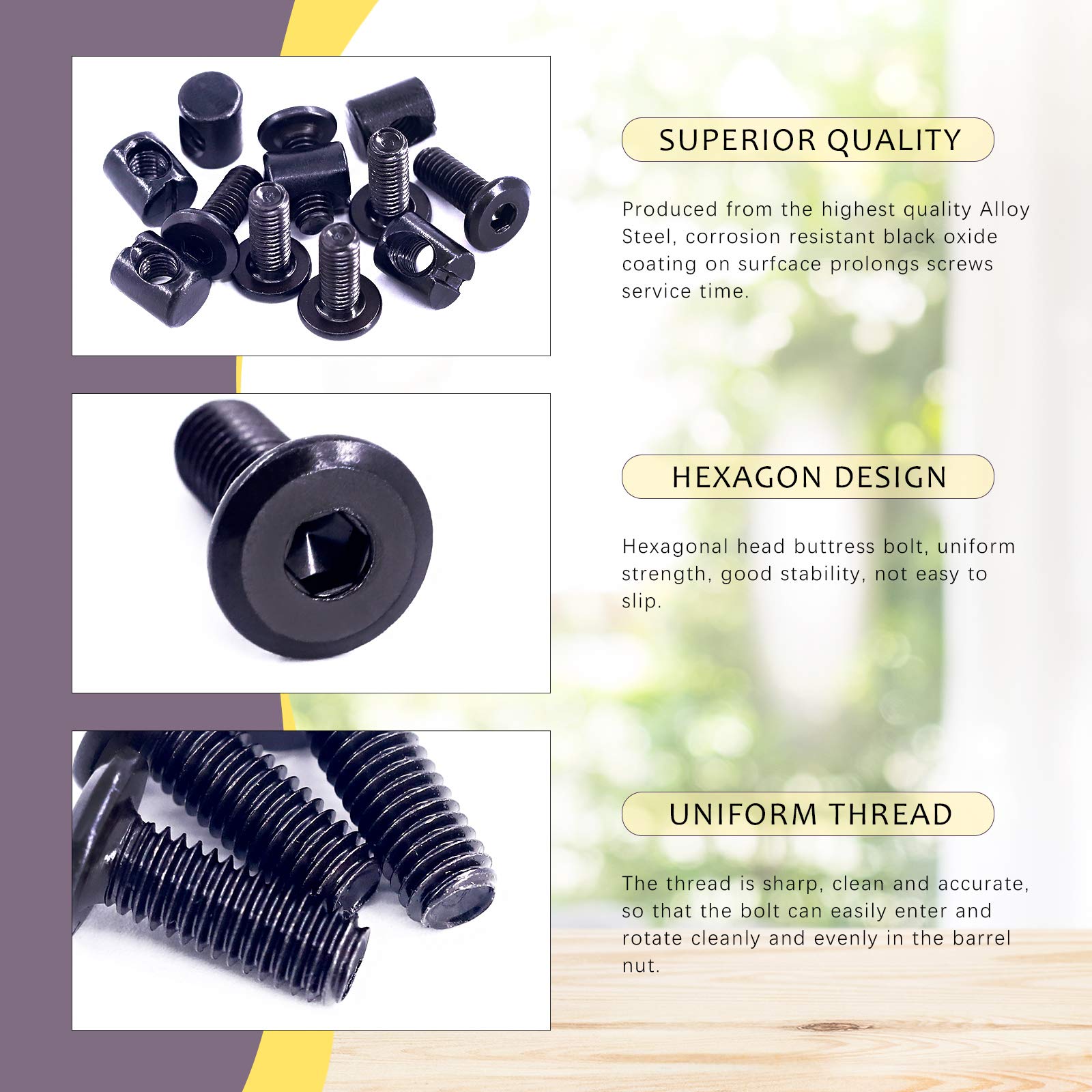 Swpeet 25Pcs M6x15mm Crib Screws with Allen Wrench - Perfect for Baby Beds & Furniture Assembly