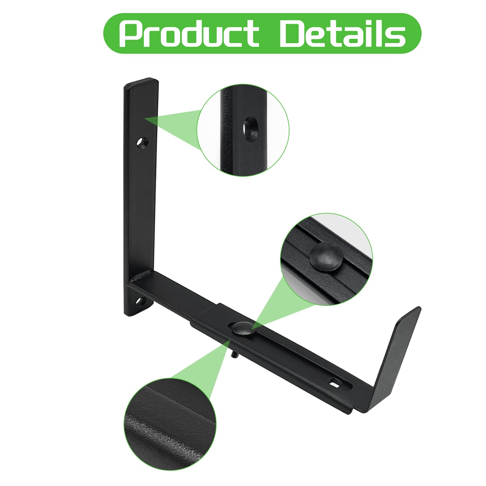 Heavy Duty Adjustable Window Box Bracket 2 Pack - Sturdy Wall Mount Planter Box Holder for 6 to 12 Inch Deep Flower Boxes - Perfect for Balcony, Garden & Outdoor Decoration