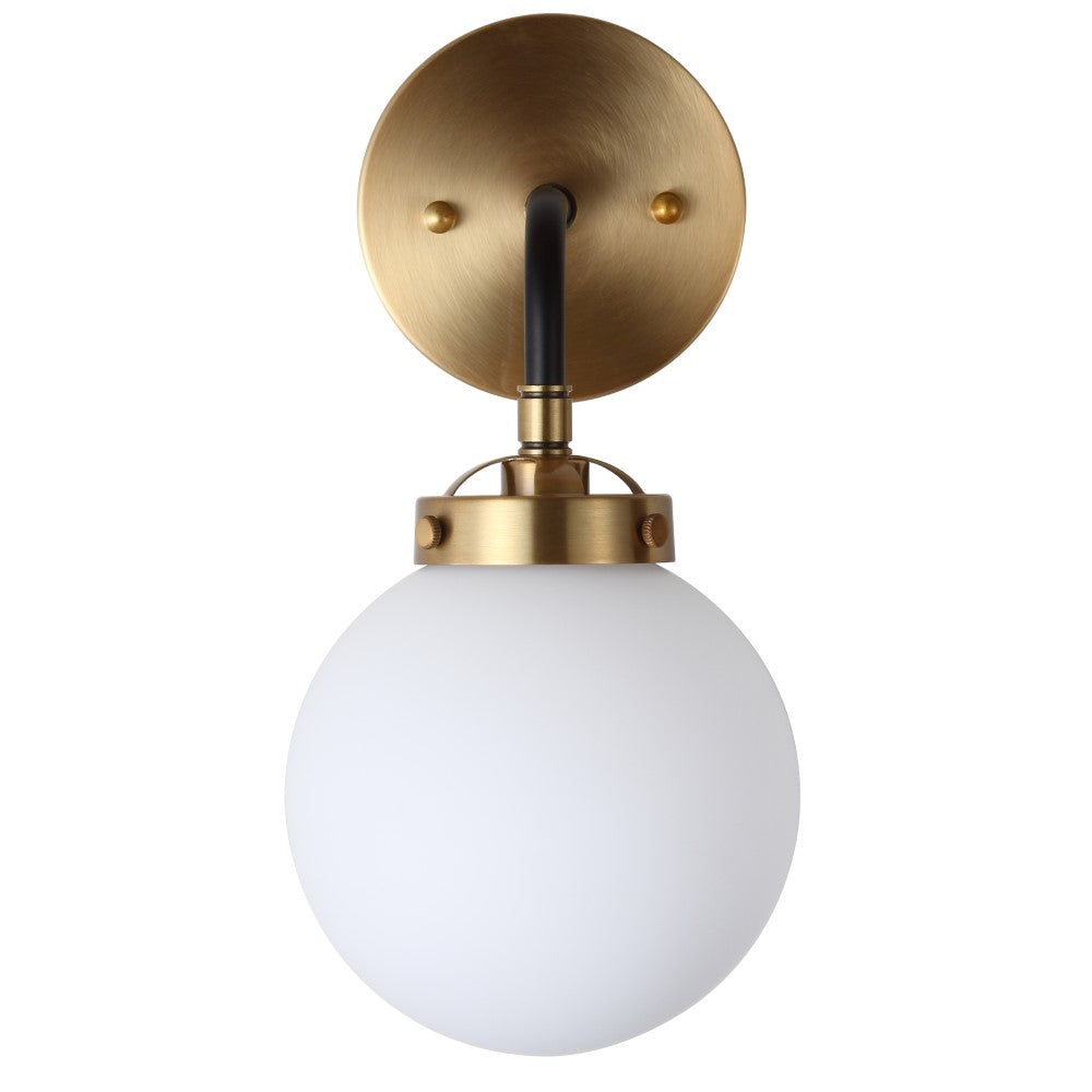 Caleb Brass Vanity Wall Sconce with Frosted Glass - Elegant Bathroom Lighting Fixture for Bedroom, Dressing Room & Hallway Decor