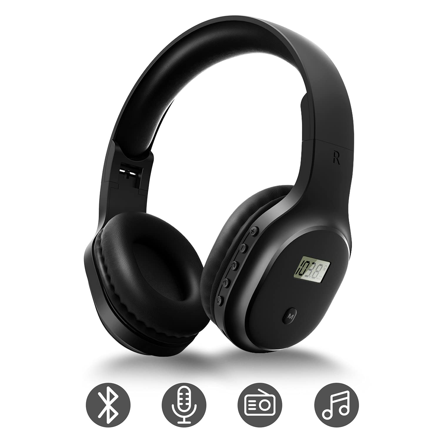 Best Wireless Headphones with FM Radio & Bluetooth 5.0 - Rechargeable Over-Ear Headset with Built-in Mic, Lightweight Comfort for Running, Gym, Workouts, Travel & Outdoor Activities | Perfect for Jogging, Cycling, Mowing & Commuting