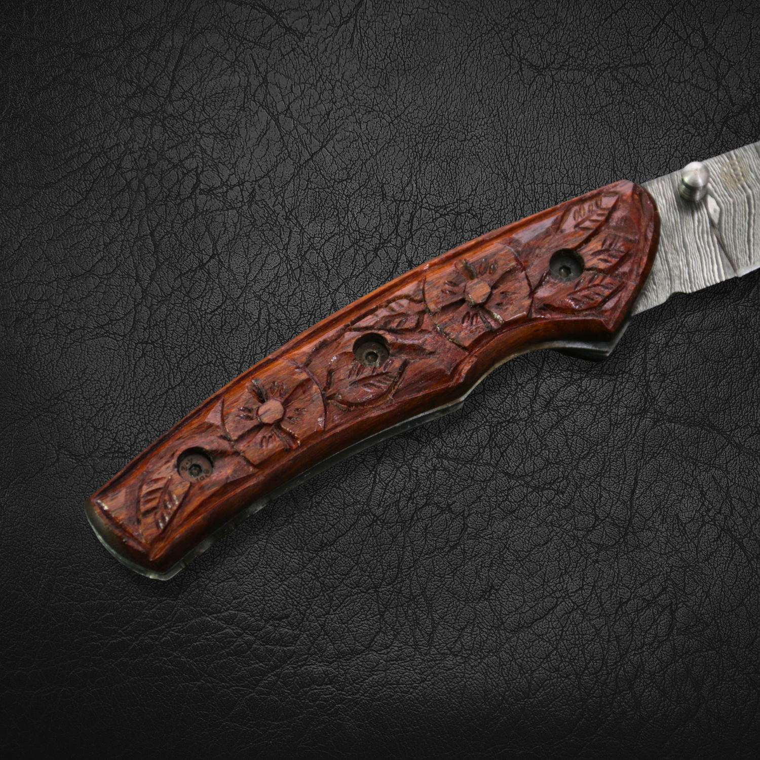 Premium Damascus Steel Folding Knife with Exotic Tali Wood Handle - Tactical EDC Pocket Knife for Outdoor Camping, Hunting & Survival Gear
