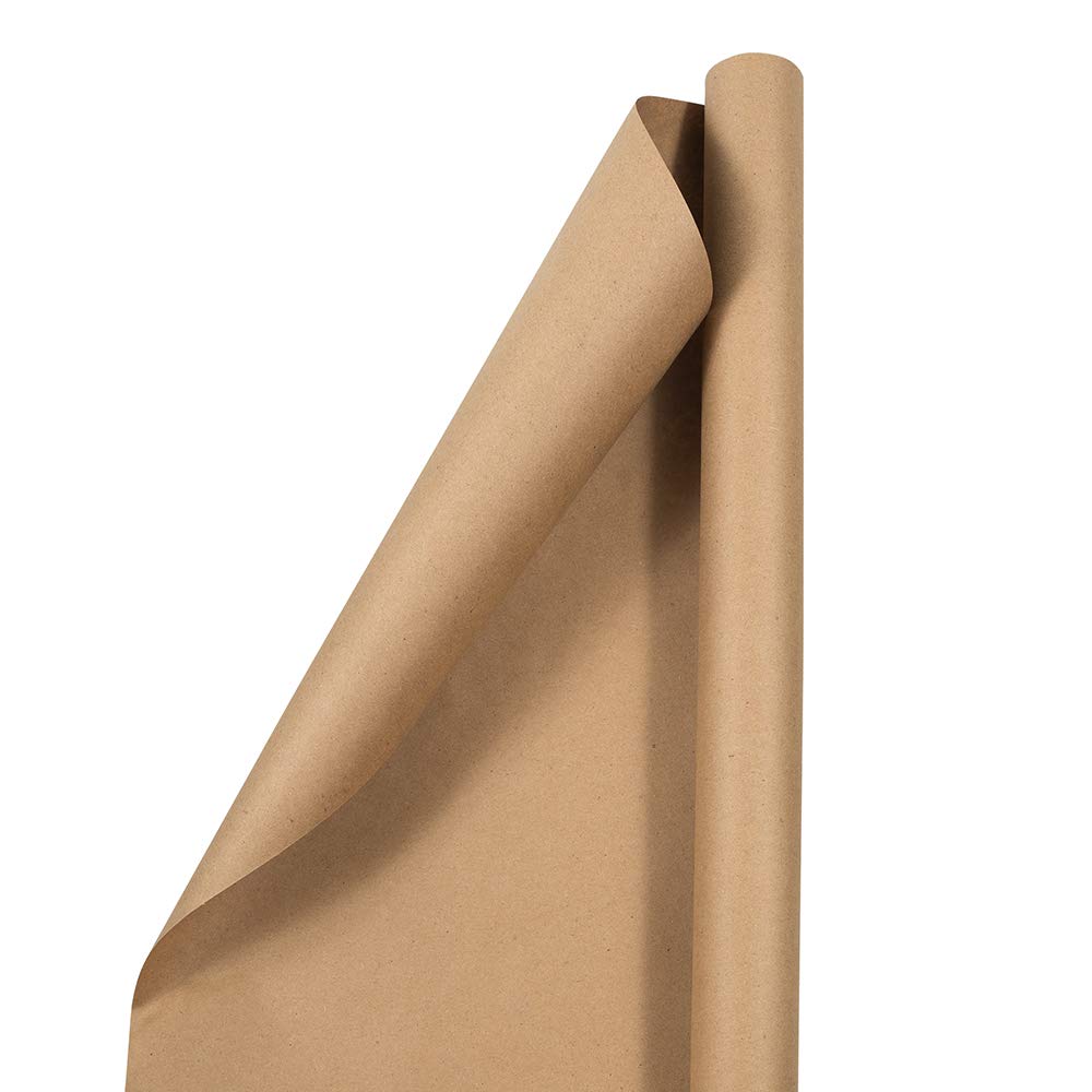 JAM Paper Kraft Gift Wrap Roll - 37.5 Sq Ft Brown Wrapping Paper for Christmas, Birthdays & Parties - Eco-Friendly Recycled Packaging Paper for Gifts, Crafts & Shipping
